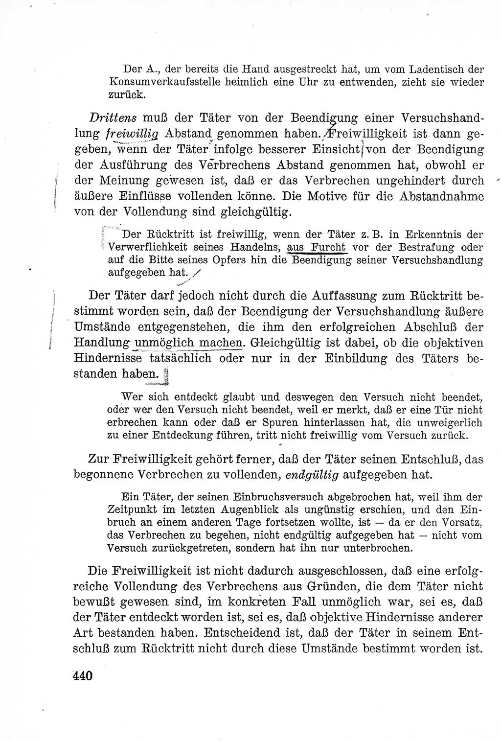 Lehrbuch des Strafrechts der Deutschen Demokratischen Republik (DDR), Allgemeiner Teil 1957, Seite 440 (Lb. Strafr. DDR AT 1957, S. 440)