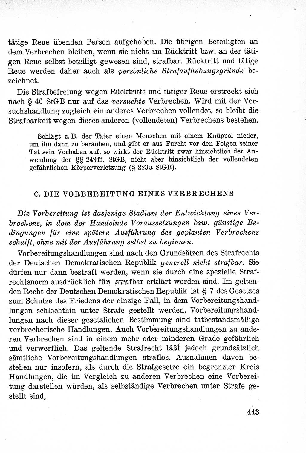 Lehrbuch des Strafrechts der Deutschen Demokratischen Republik (DDR), Allgemeiner Teil 1957, Seite 443 (Lb. Strafr. DDR AT 1957, S. 443)