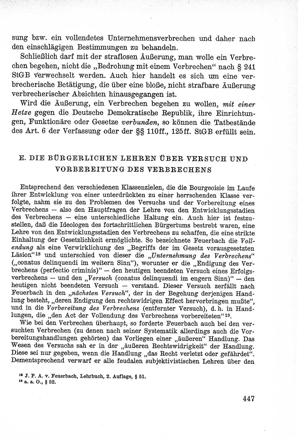 Lehrbuch des Strafrechts der Deutschen Demokratischen Republik (DDR), Allgemeiner Teil 1957, Seite 447 (Lb. Strafr. DDR AT 1957, S. 447)
