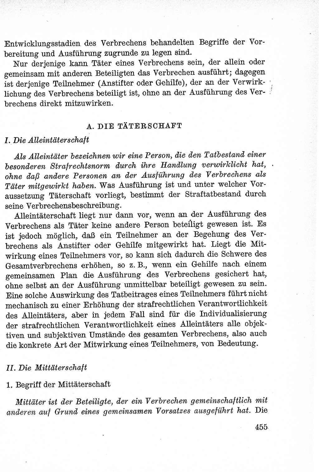 Lehrbuch des Strafrechts der Deutschen Demokratischen Republik (DDR), Allgemeiner Teil 1957, Seite 455 (Lb. Strafr. DDR AT 1957, S. 455)
