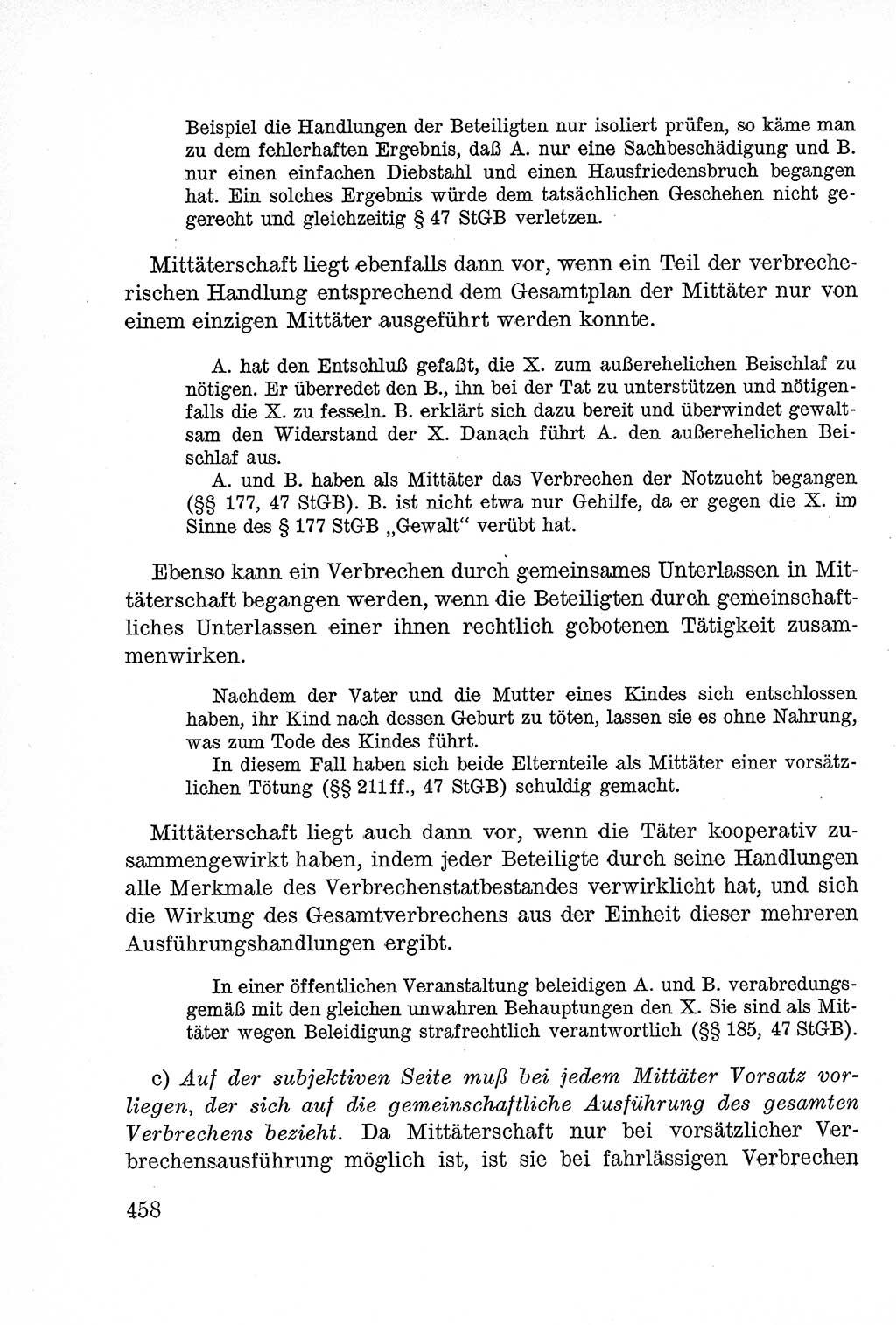 Lehrbuch des Strafrechts der Deutschen Demokratischen Republik (DDR), Allgemeiner Teil 1957, Seite 458 (Lb. Strafr. DDR AT 1957, S. 458)