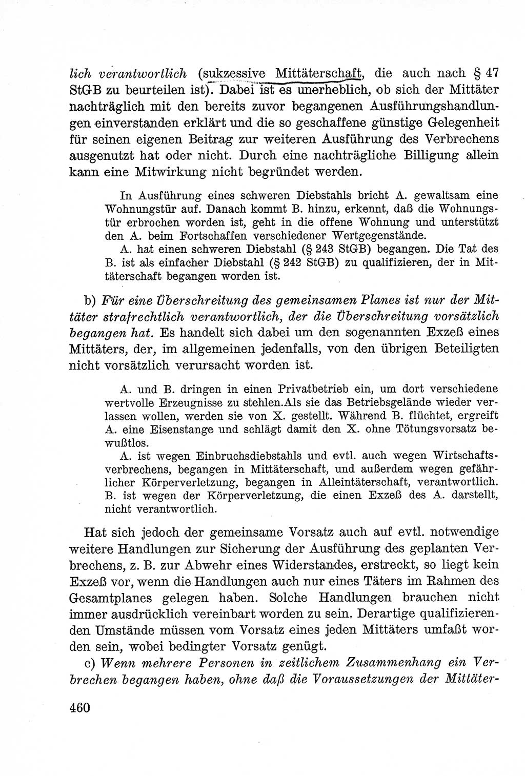 Lehrbuch des Strafrechts der Deutschen Demokratischen Republik (DDR), Allgemeiner Teil 1957, Seite 460 (Lb. Strafr. DDR AT 1957, S. 460)