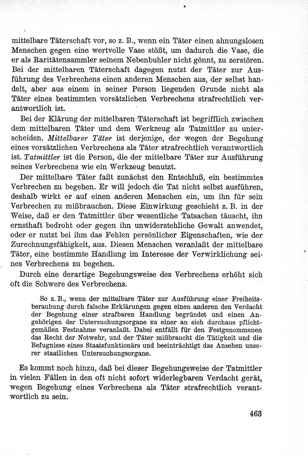 Lehrbuch des Strafrechts der Deutschen Demokratischen Republik (DDR), Allgemeiner Teil 1957, Seite 463 (Lb. Strafr. DDR AT 1957, S. 463)