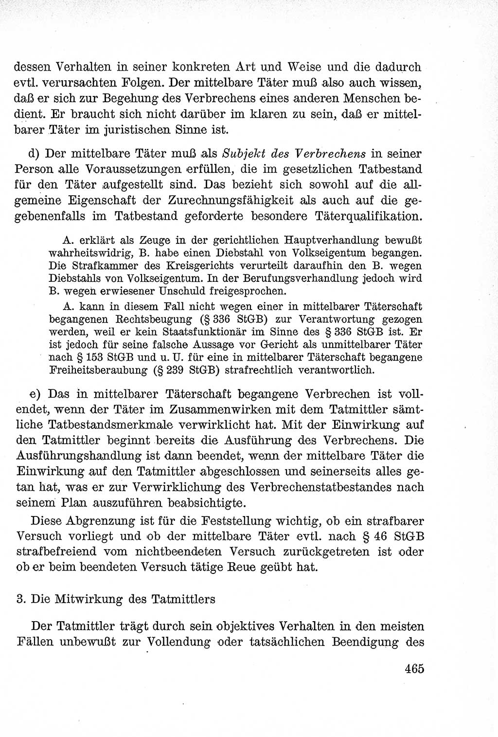 Lehrbuch des Strafrechts der Deutschen Demokratischen Republik (DDR), Allgemeiner Teil 1957, Seite 465 (Lb. Strafr. DDR AT 1957, S. 465)