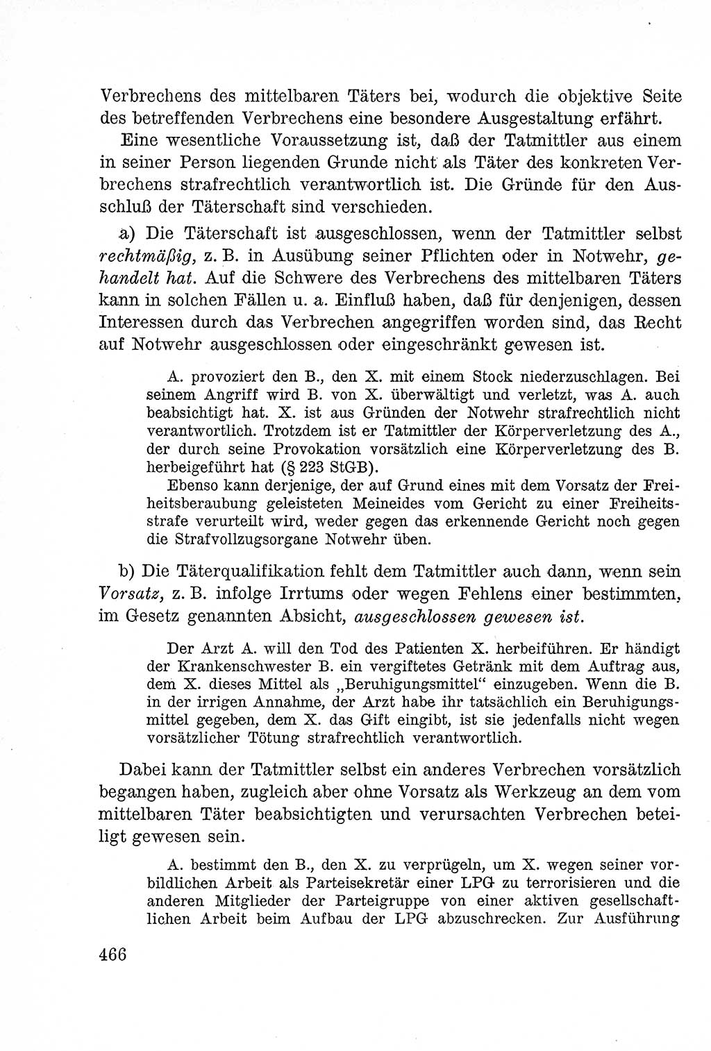 Lehrbuch des Strafrechts der Deutschen Demokratischen Republik (DDR), Allgemeiner Teil 1957, Seite 466 (Lb. Strafr. DDR AT 1957, S. 466)