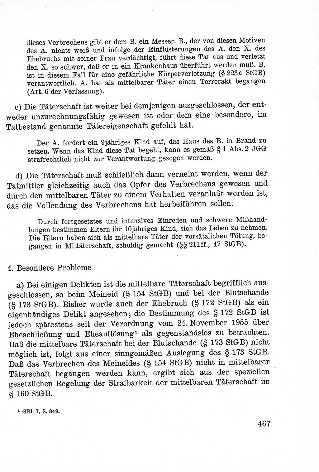 Lehrbuch des Strafrechts der Deutschen Demokratischen Republik (DDR), Allgemeiner Teil 1957, Seite 467 (Lb. Strafr. DDR AT 1957, S. 467)