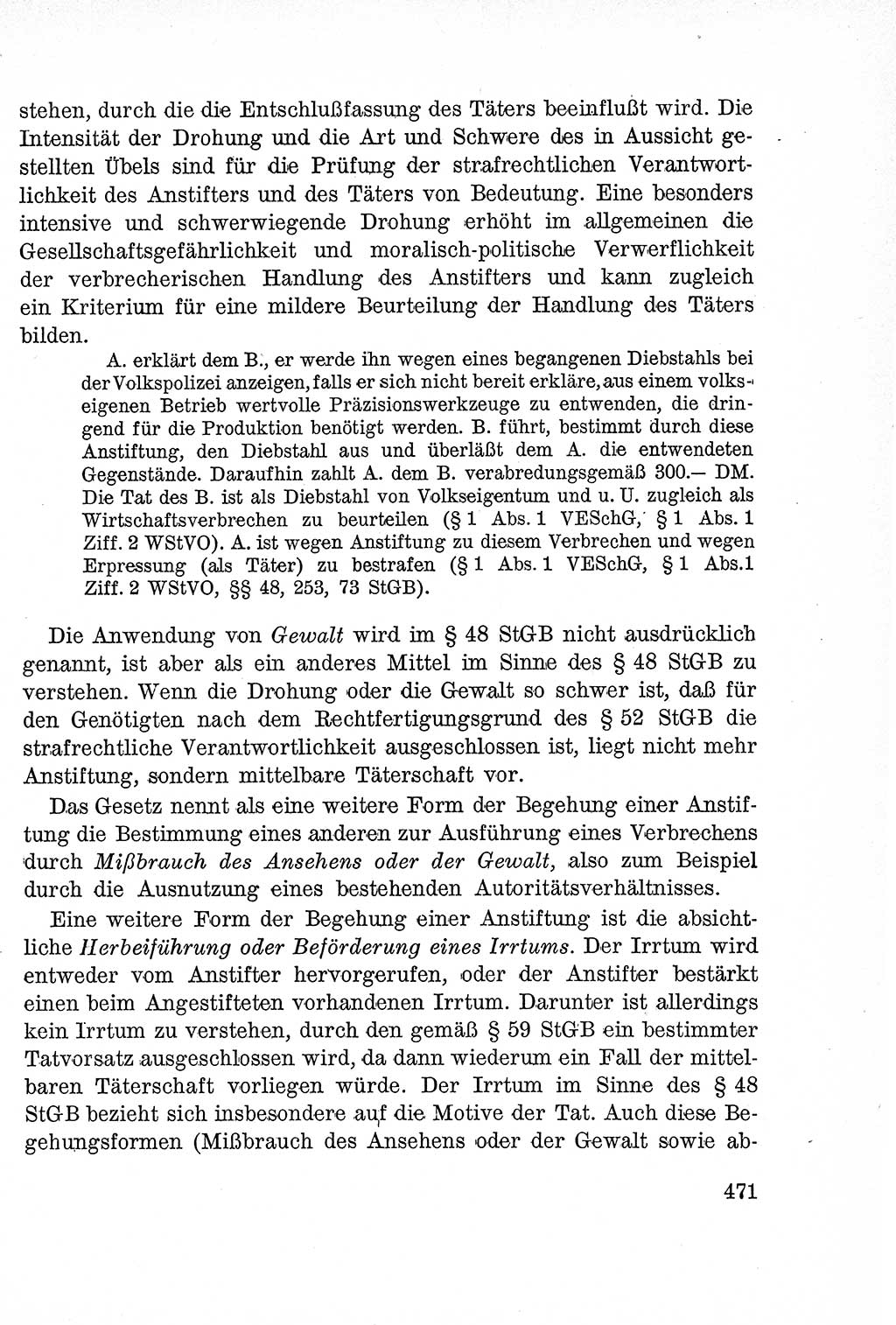 Lehrbuch des Strafrechts der Deutschen Demokratischen Republik (DDR), Allgemeiner Teil 1957, Seite 471 (Lb. Strafr. DDR AT 1957, S. 471)