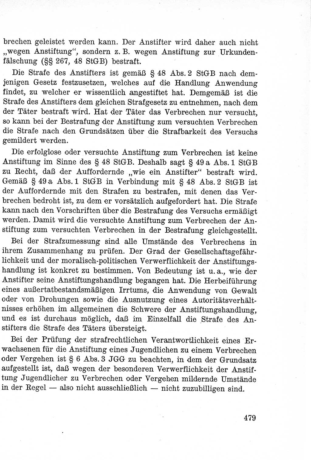 Lehrbuch des Strafrechts der Deutschen Demokratischen Republik (DDR), Allgemeiner Teil 1957, Seite 479 (Lb. Strafr. DDR AT 1957, S. 479)