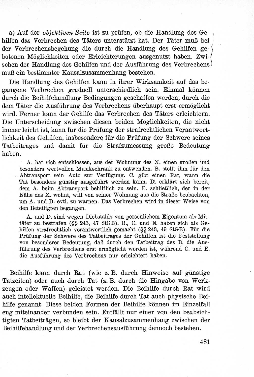 Lehrbuch des Strafrechts der Deutschen Demokratischen Republik (DDR), Allgemeiner Teil 1957, Seite 481 (Lb. Strafr. DDR AT 1957, S. 481)