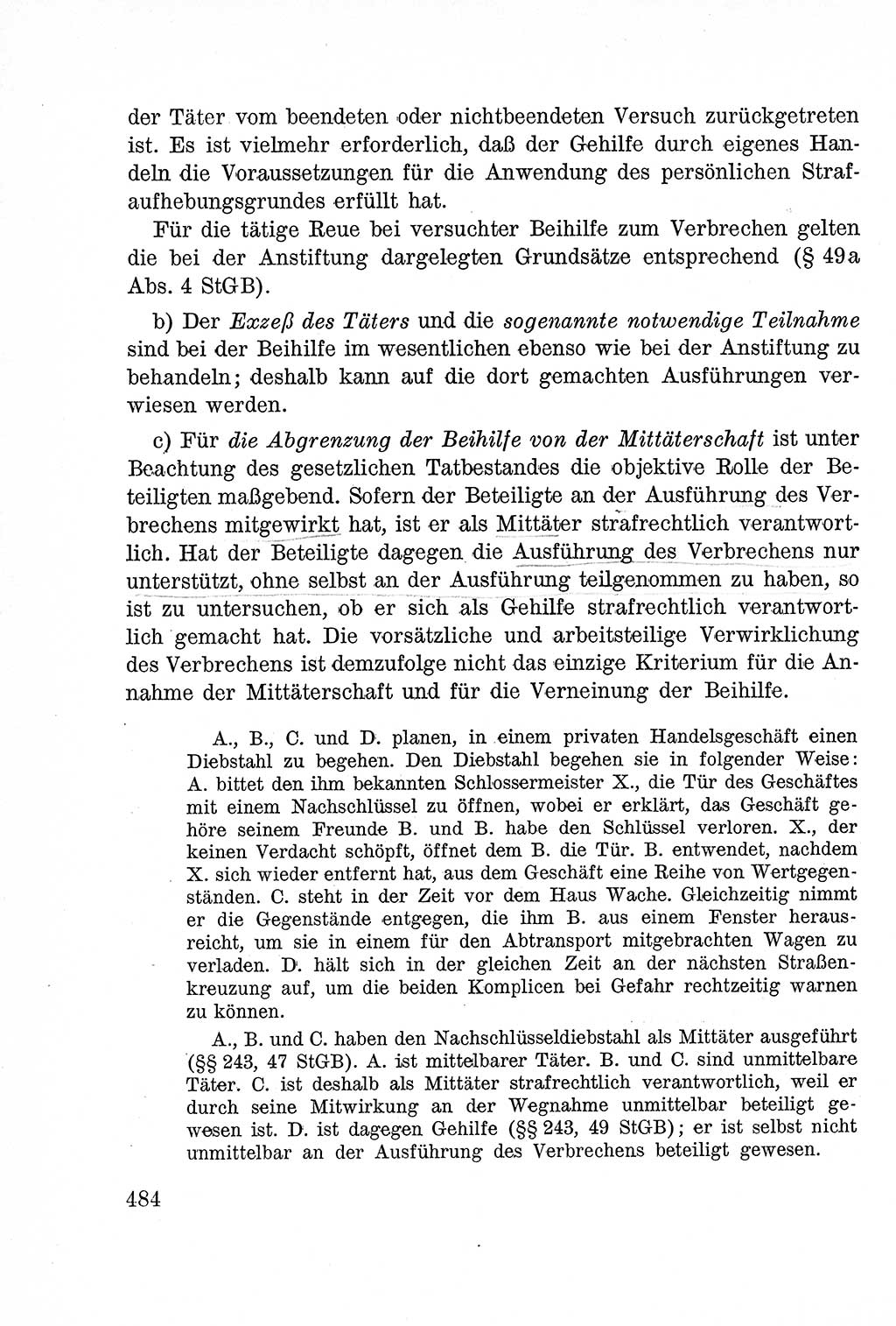 Lehrbuch des Strafrechts der Deutschen Demokratischen Republik (DDR), Allgemeiner Teil 1957, Seite 484 (Lb. Strafr. DDR AT 1957, S. 484)