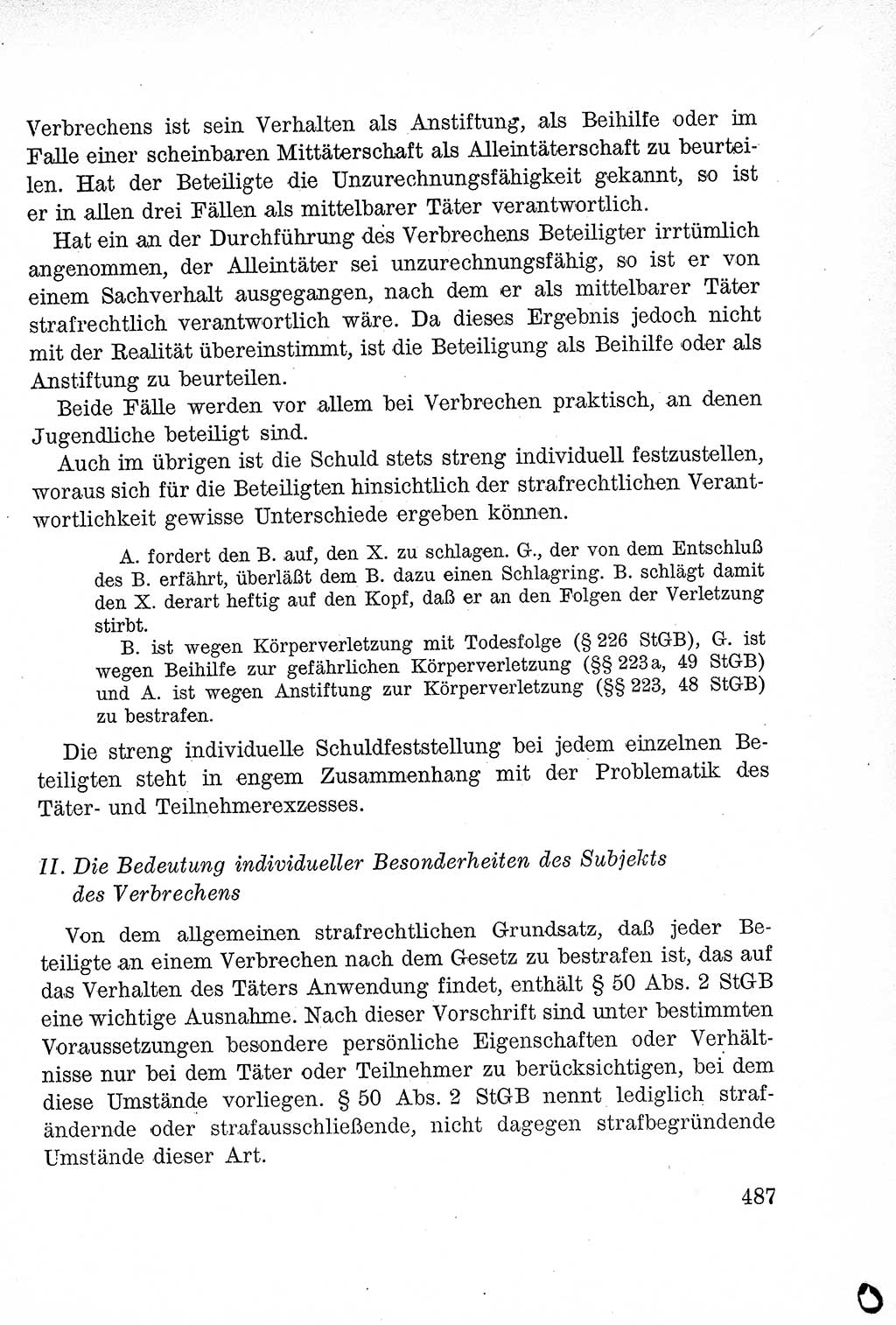 Lehrbuch des Strafrechts der Deutschen Demokratischen Republik (DDR), Allgemeiner Teil 1957, Seite 487 (Lb. Strafr. DDR AT 1957, S. 487)