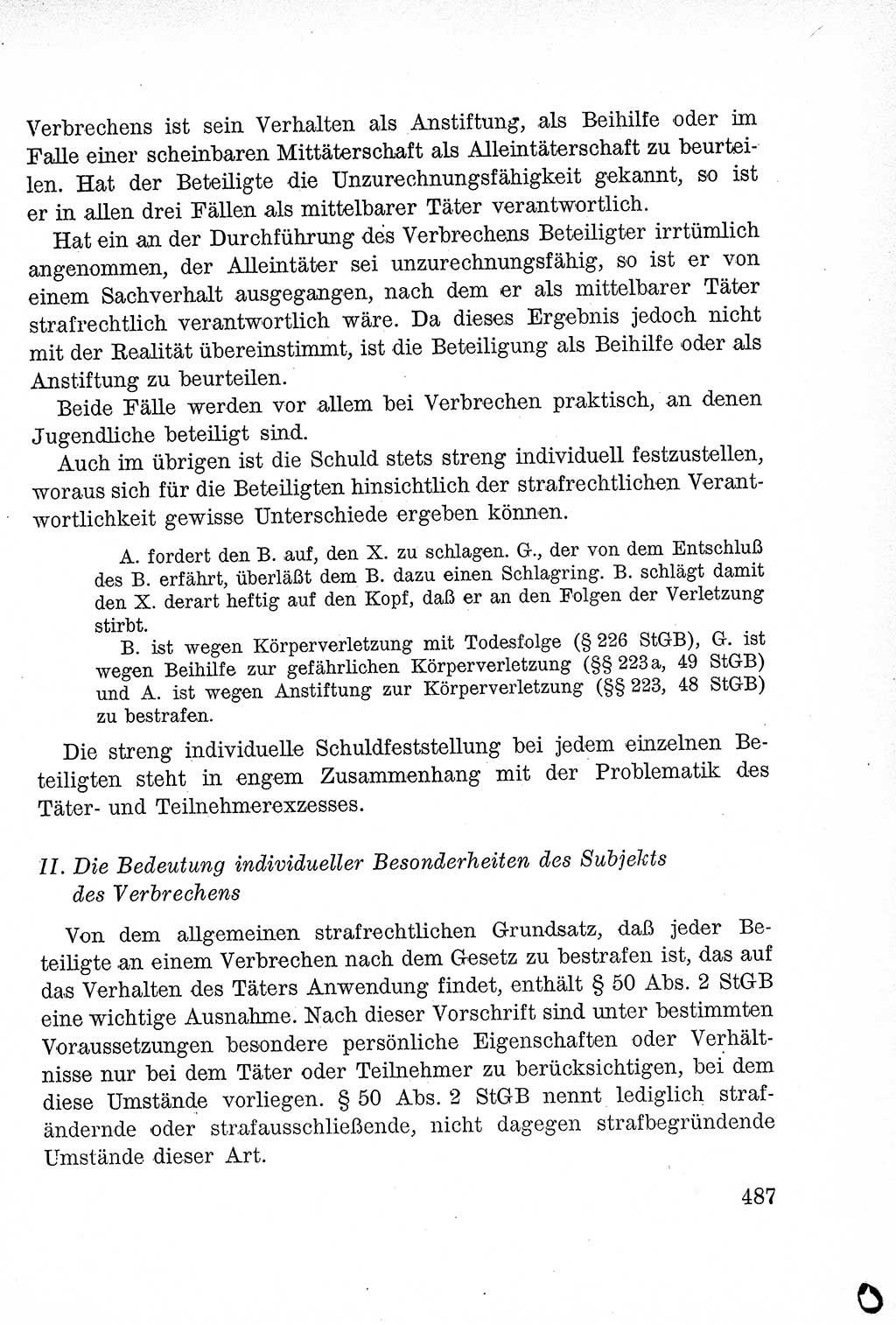 Lehrbuch des Strafrechts der Deutschen Demokratischen Republik (DDR), Allgemeiner Teil 1957, Seite 487 (Lb. Strafr. DDR AT 1957, S. 487)