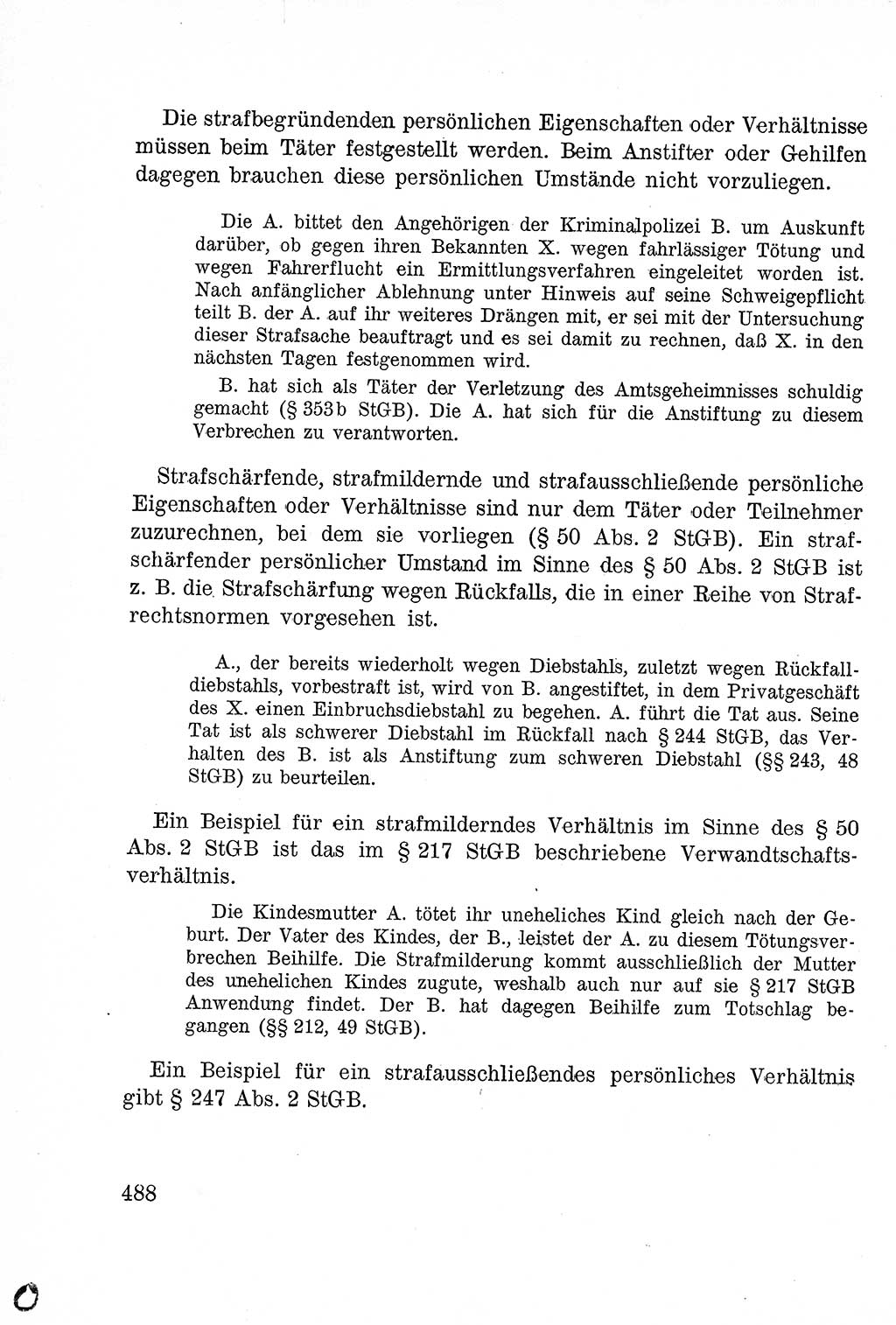 Lehrbuch des Strafrechts der Deutschen Demokratischen Republik (DDR), Allgemeiner Teil 1957, Seite 488 (Lb. Strafr. DDR AT 1957, S. 488)