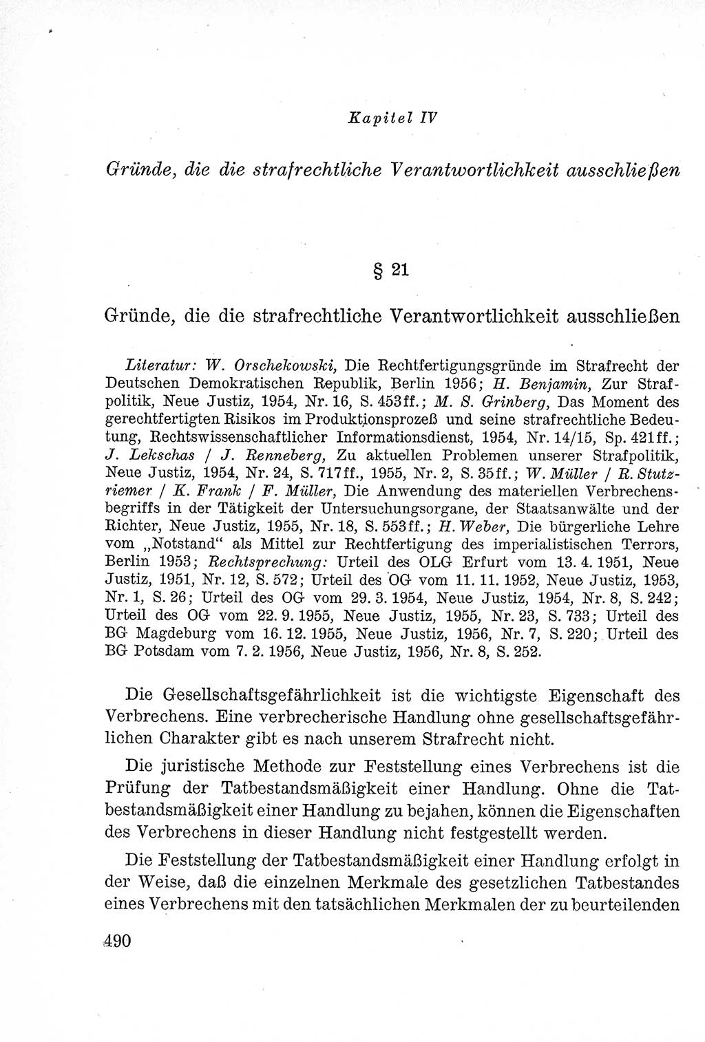Lehrbuch des Strafrechts der Deutschen Demokratischen Republik (DDR), Allgemeiner Teil 1957, Seite 490 (Lb. Strafr. DDR AT 1957, S. 490)