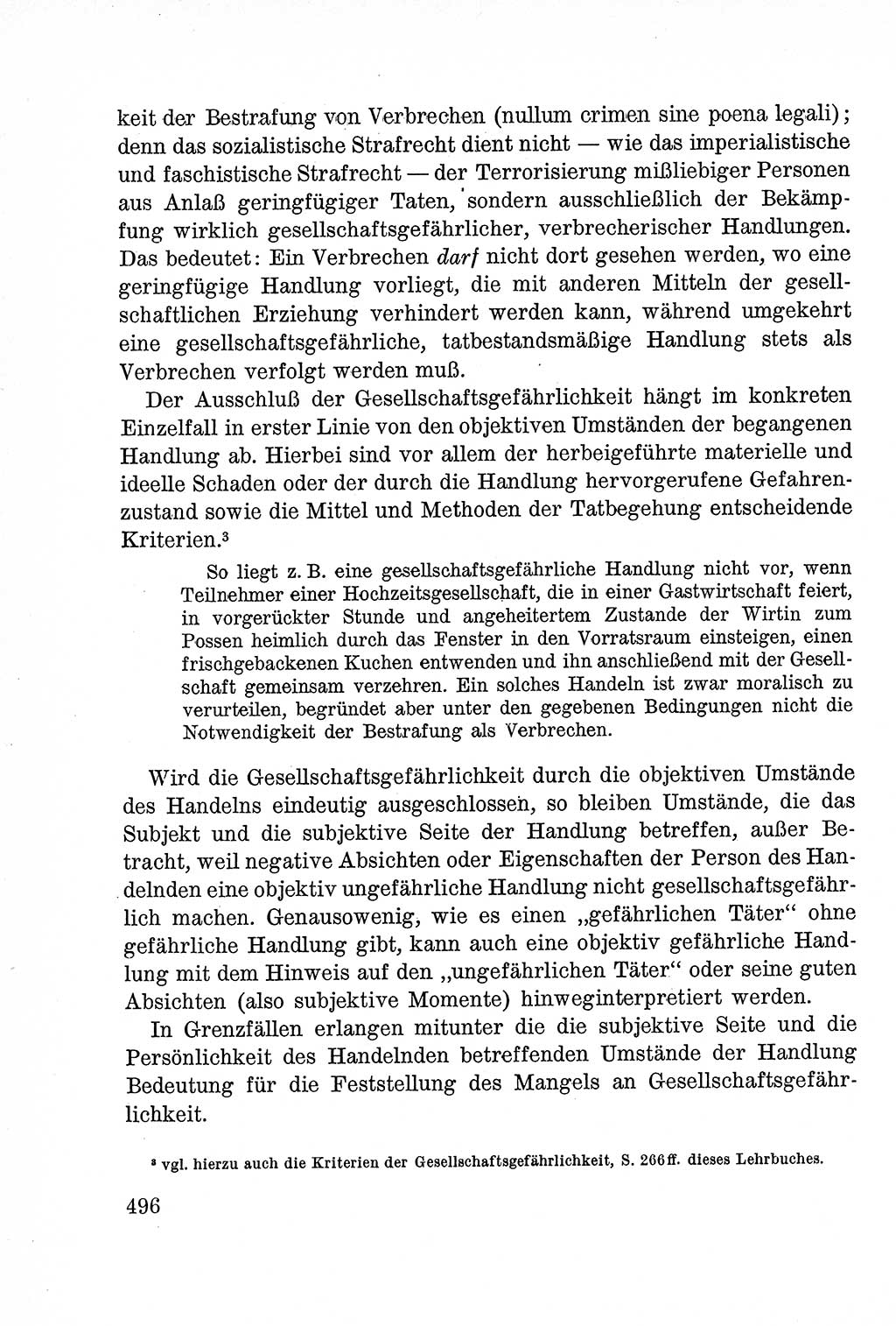 Lehrbuch des Strafrechts der Deutschen Demokratischen Republik (DDR), Allgemeiner Teil 1957, Seite 496 (Lb. Strafr. DDR AT 1957, S. 496)