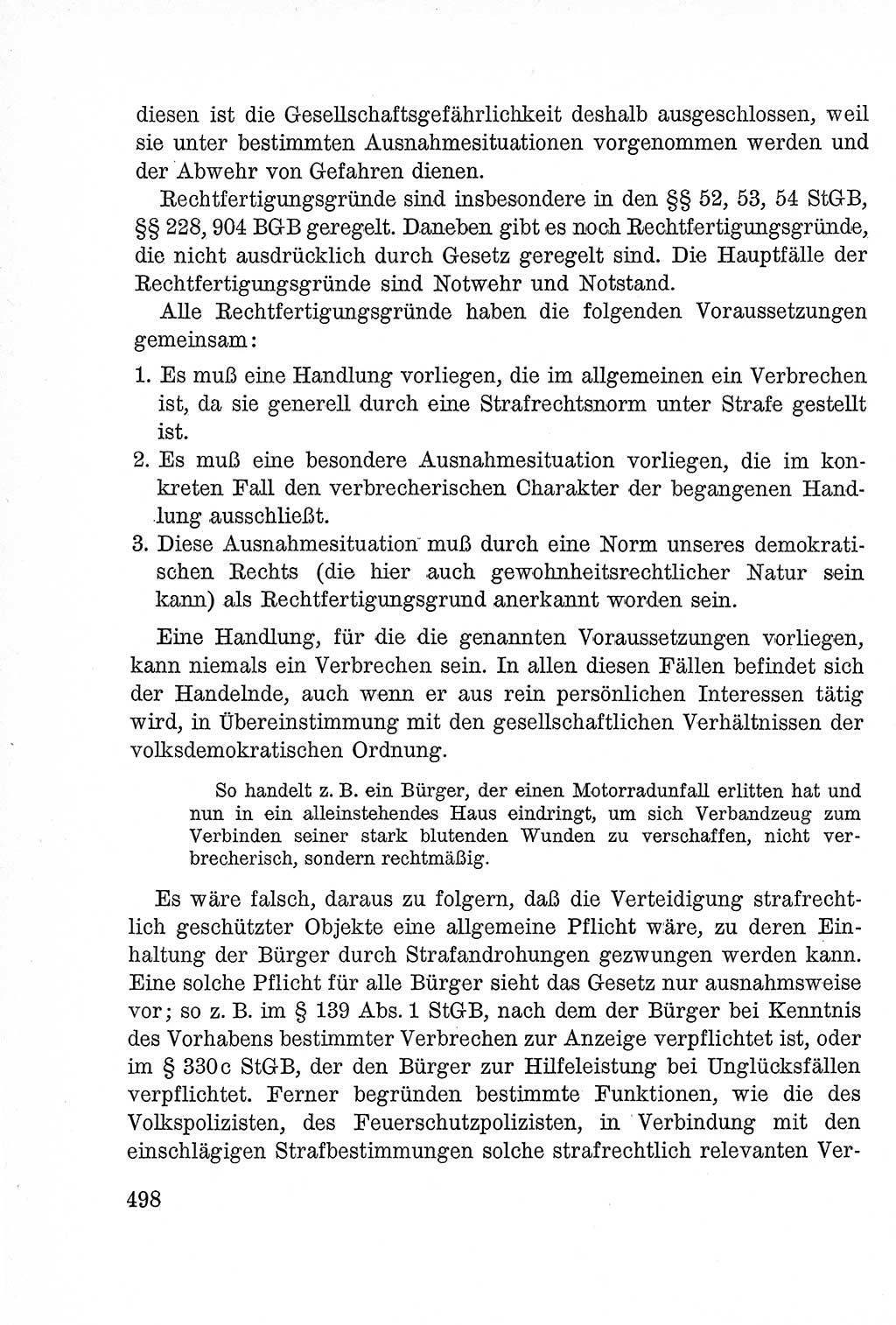 Lehrbuch des Strafrechts der Deutschen Demokratischen Republik (DDR), Allgemeiner Teil 1957, Seite 498 (Lb. Strafr. DDR AT 1957, S. 498)