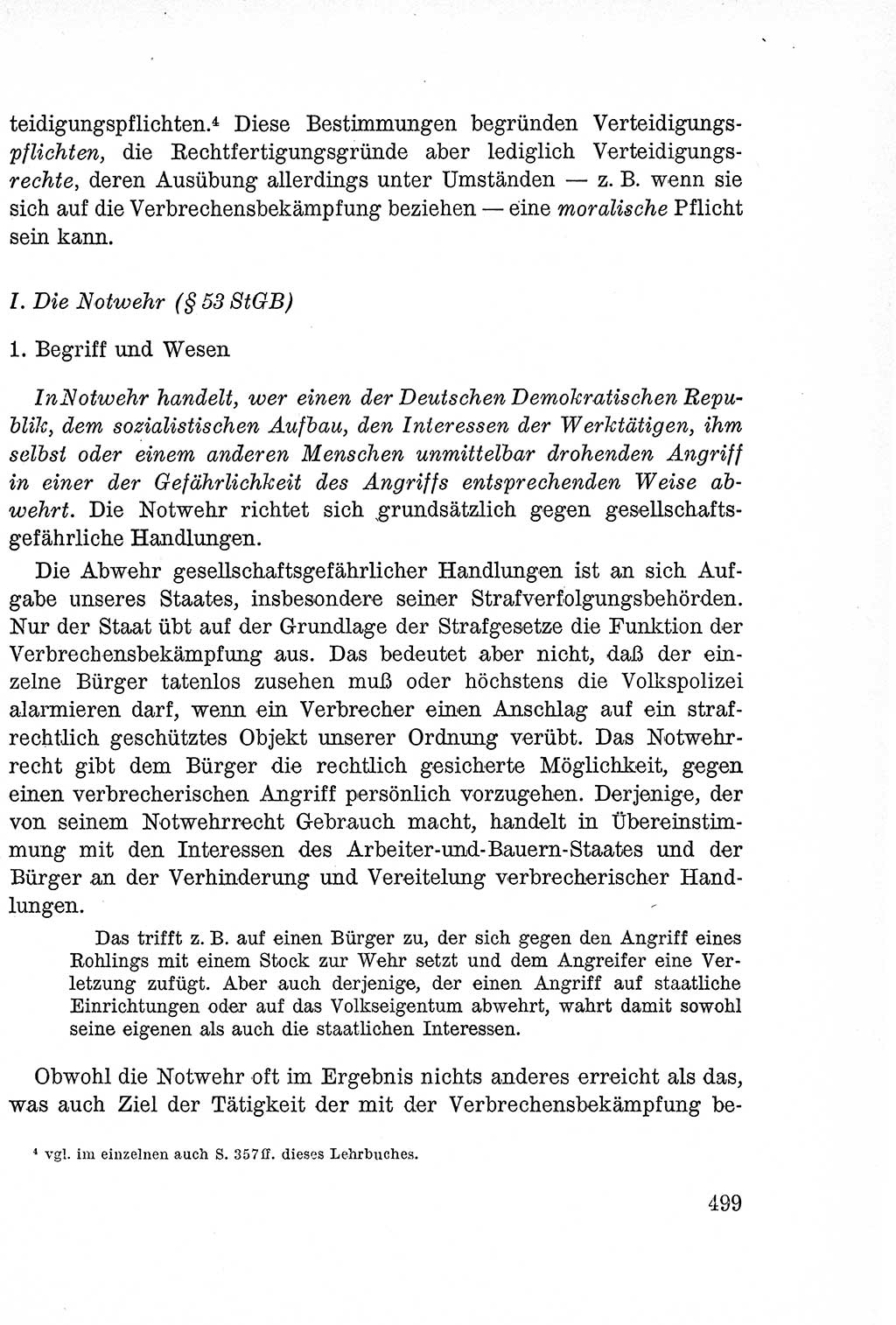 Lehrbuch des Strafrechts der Deutschen Demokratischen Republik (DDR), Allgemeiner Teil 1957, Seite 499 (Lb. Strafr. DDR AT 1957, S. 499)