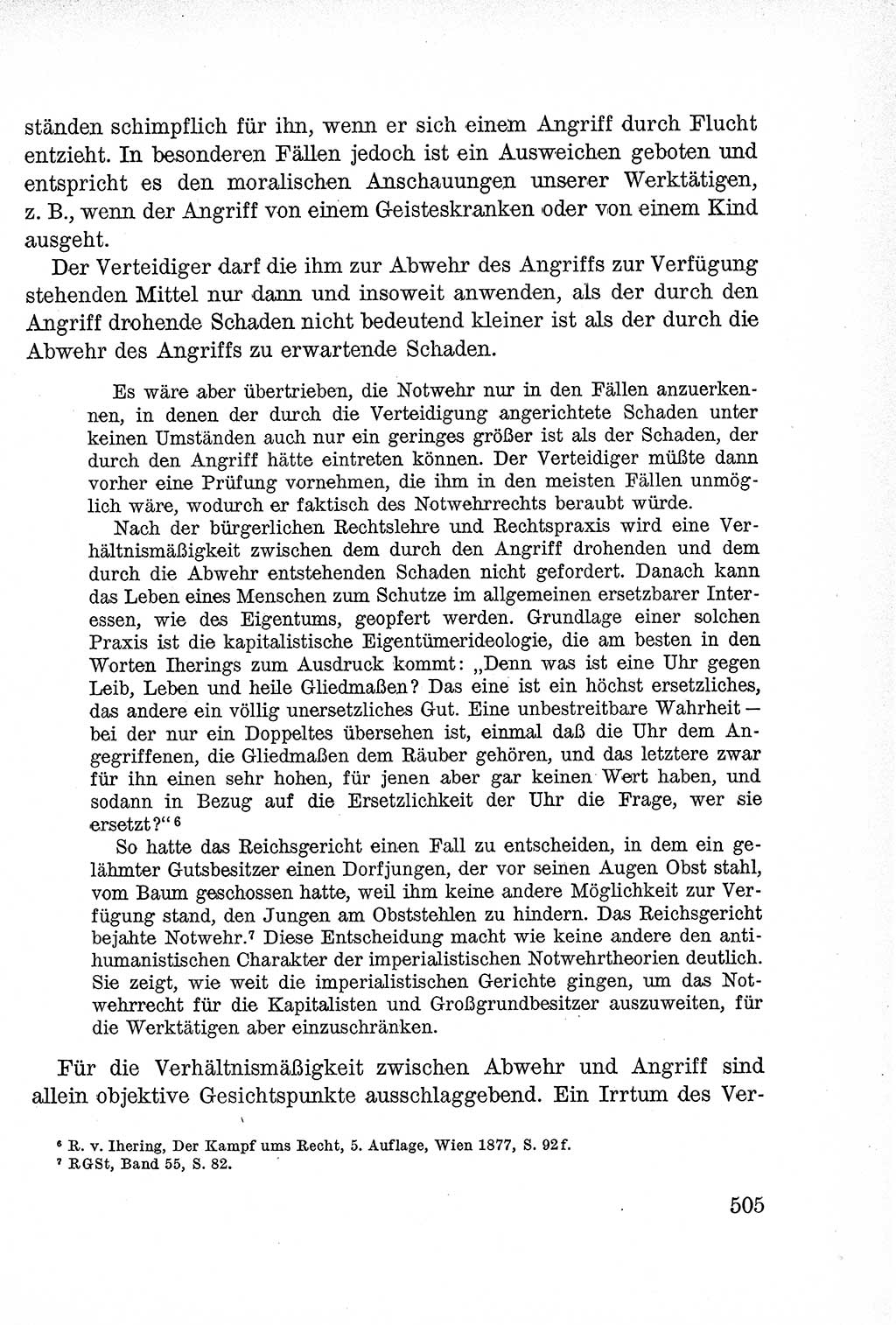Lehrbuch des Strafrechts der Deutschen Demokratischen Republik (DDR), Allgemeiner Teil 1957, Seite 505 (Lb. Strafr. DDR AT 1957, S. 505)