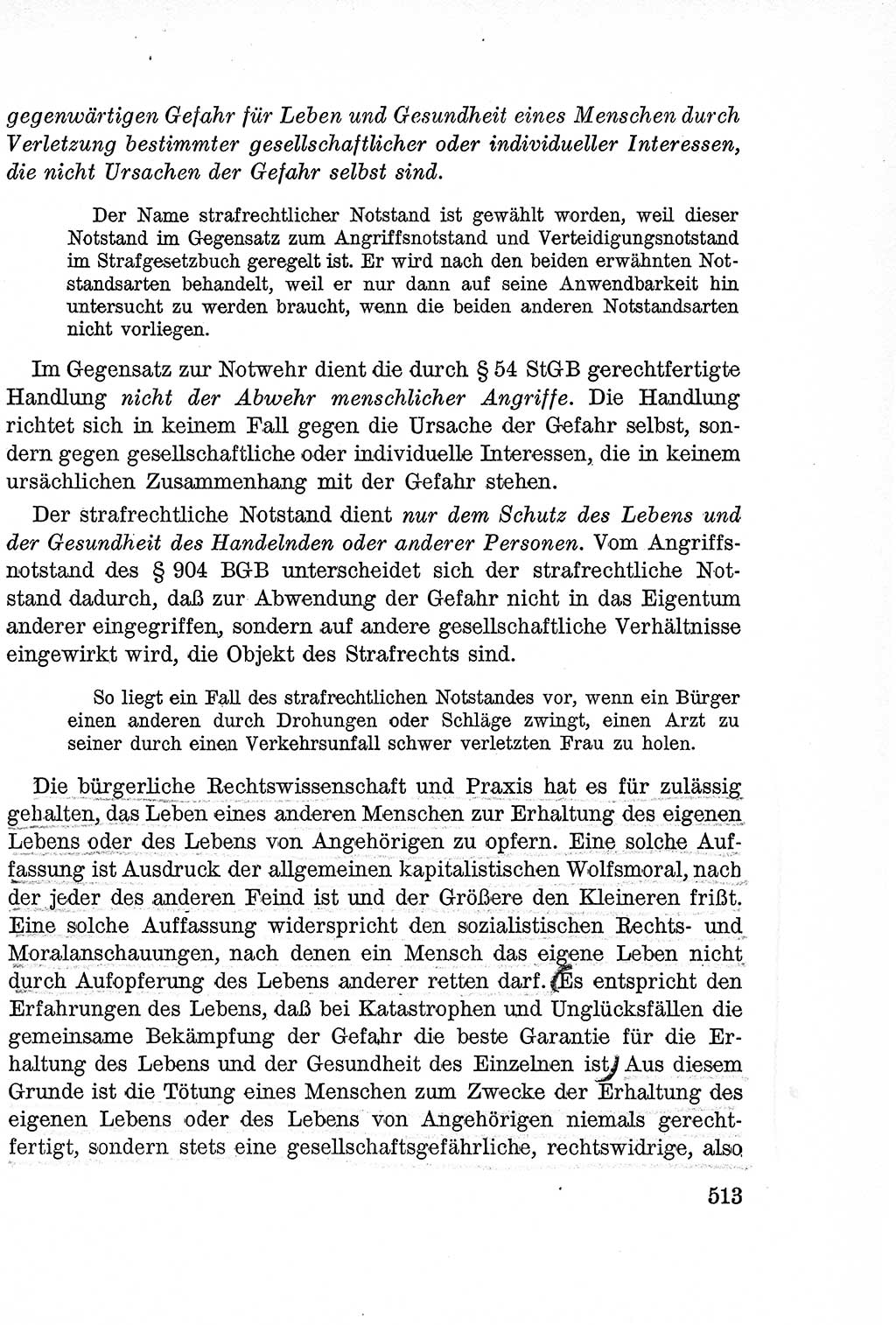Lehrbuch des Strafrechts der Deutschen Demokratischen Republik (DDR), Allgemeiner Teil 1957, Seite 513 (Lb. Strafr. DDR AT 1957, S. 513)