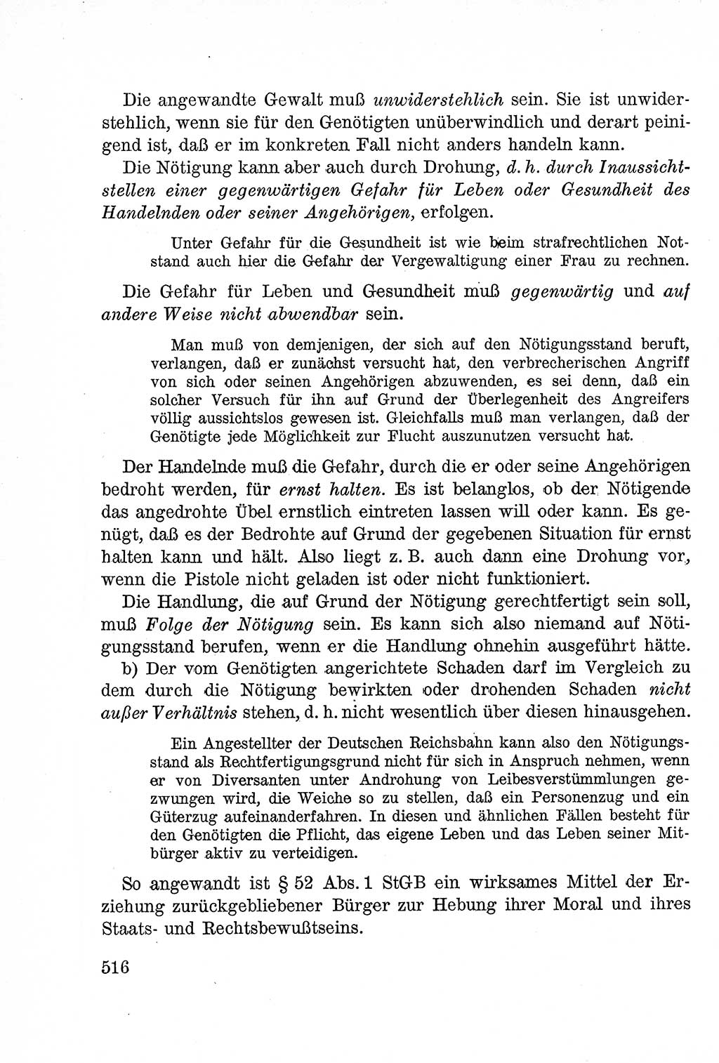 Lehrbuch des Strafrechts der Deutschen Demokratischen Republik (DDR), Allgemeiner Teil 1957, Seite 516 (Lb. Strafr. DDR AT 1957, S. 516)