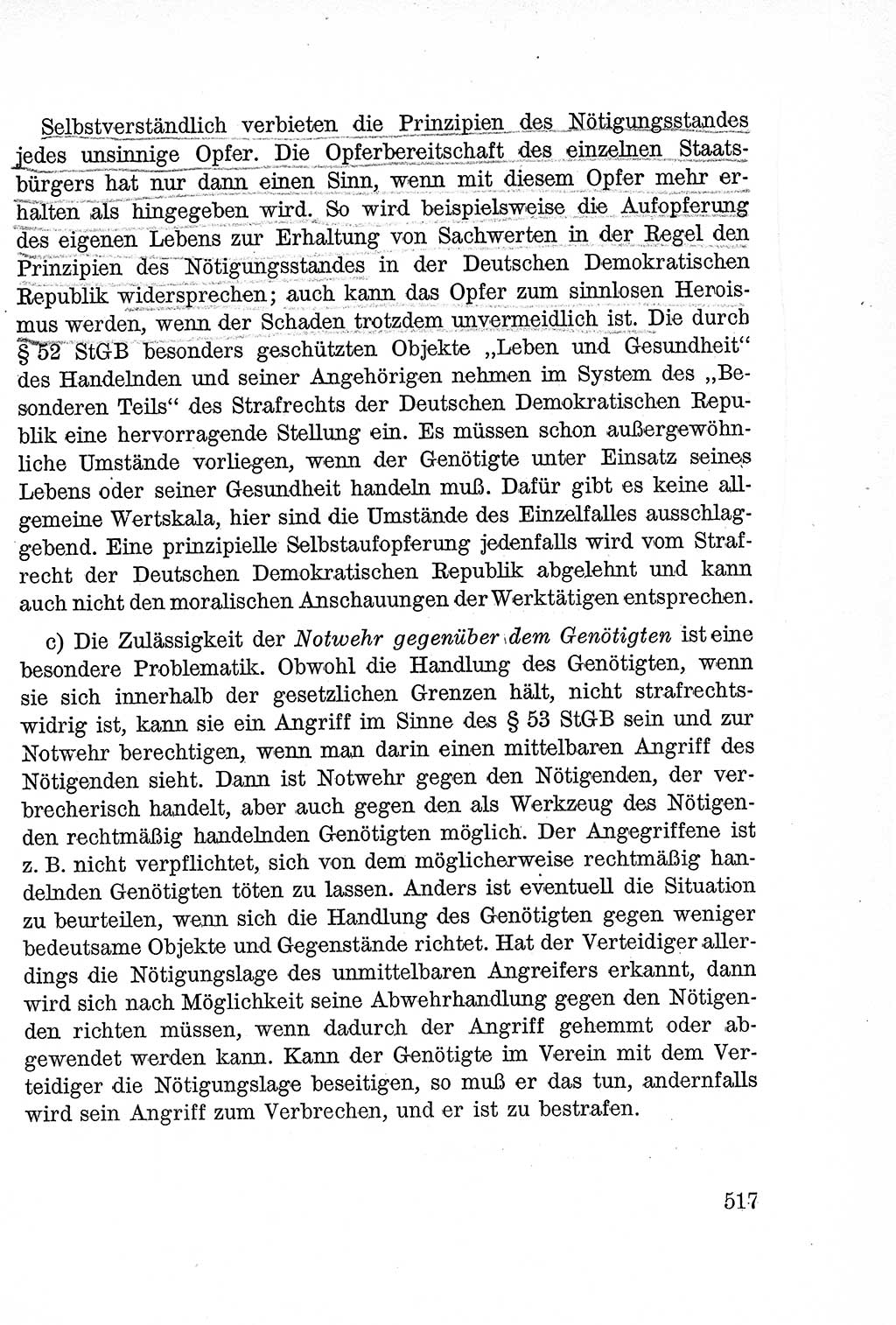 Lehrbuch des Strafrechts der Deutschen Demokratischen Republik (DDR), Allgemeiner Teil 1957, Seite 517 (Lb. Strafr. DDR AT 1957, S. 517)