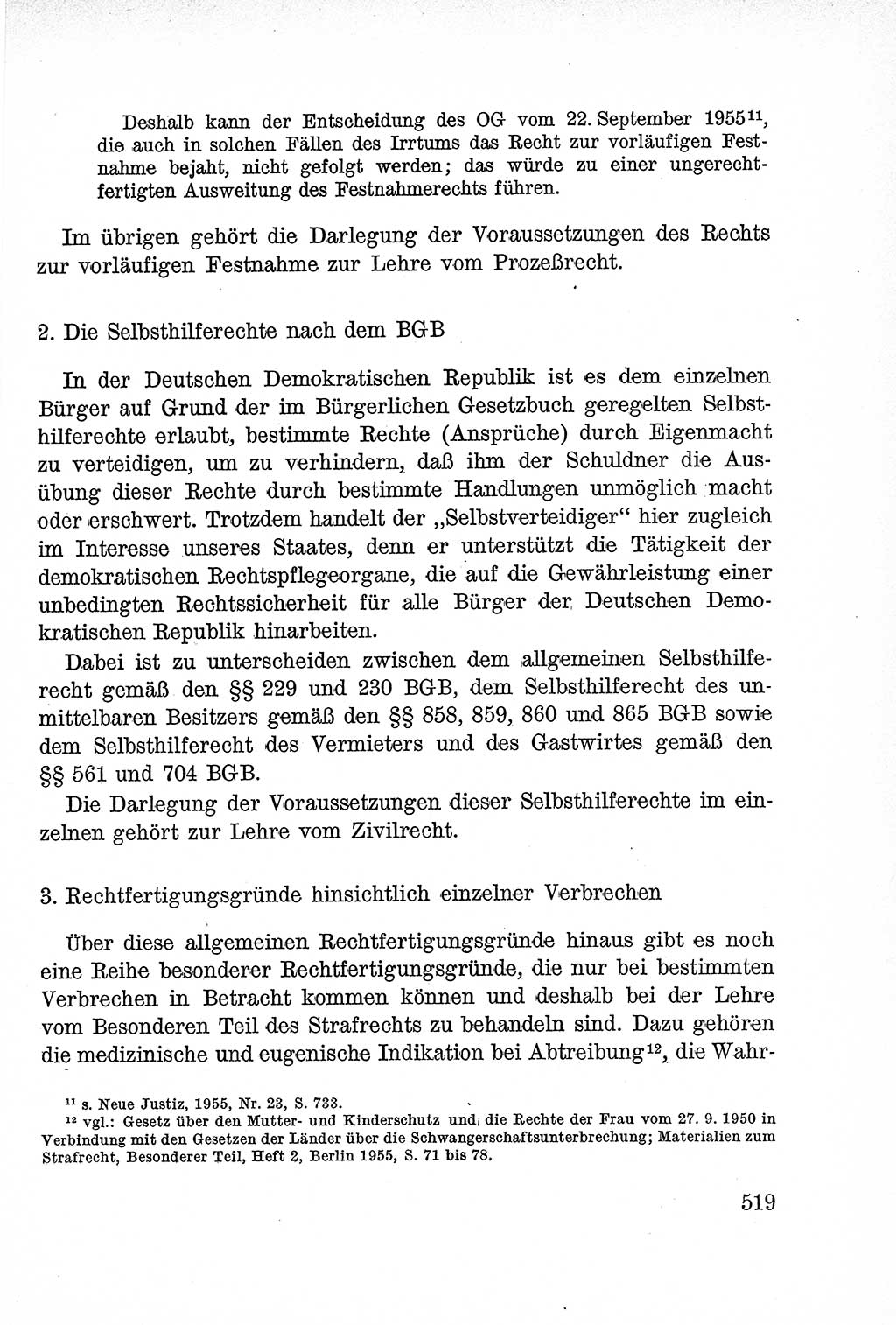 Lehrbuch des Strafrechts der Deutschen Demokratischen Republik (DDR), Allgemeiner Teil 1957, Seite 519 (Lb. Strafr. DDR AT 1957, S. 519)