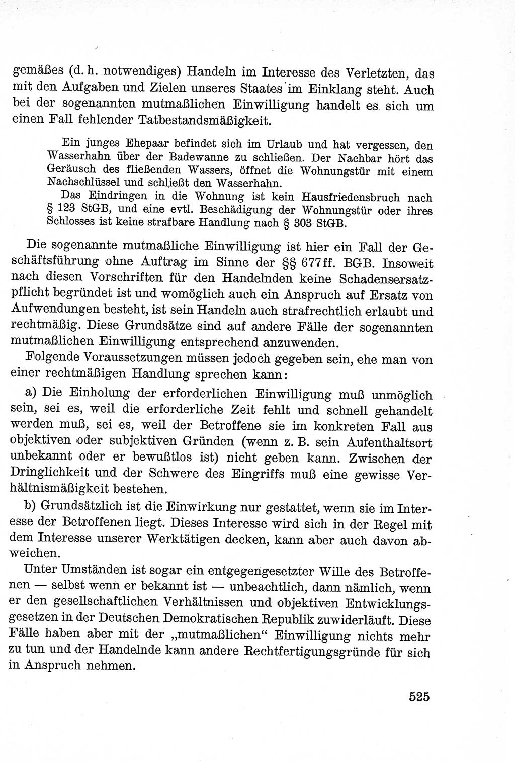 Lehrbuch des Strafrechts der Deutschen Demokratischen Republik (DDR), Allgemeiner Teil 1957, Seite 525 (Lb. Strafr. DDR AT 1957, S. 525)
