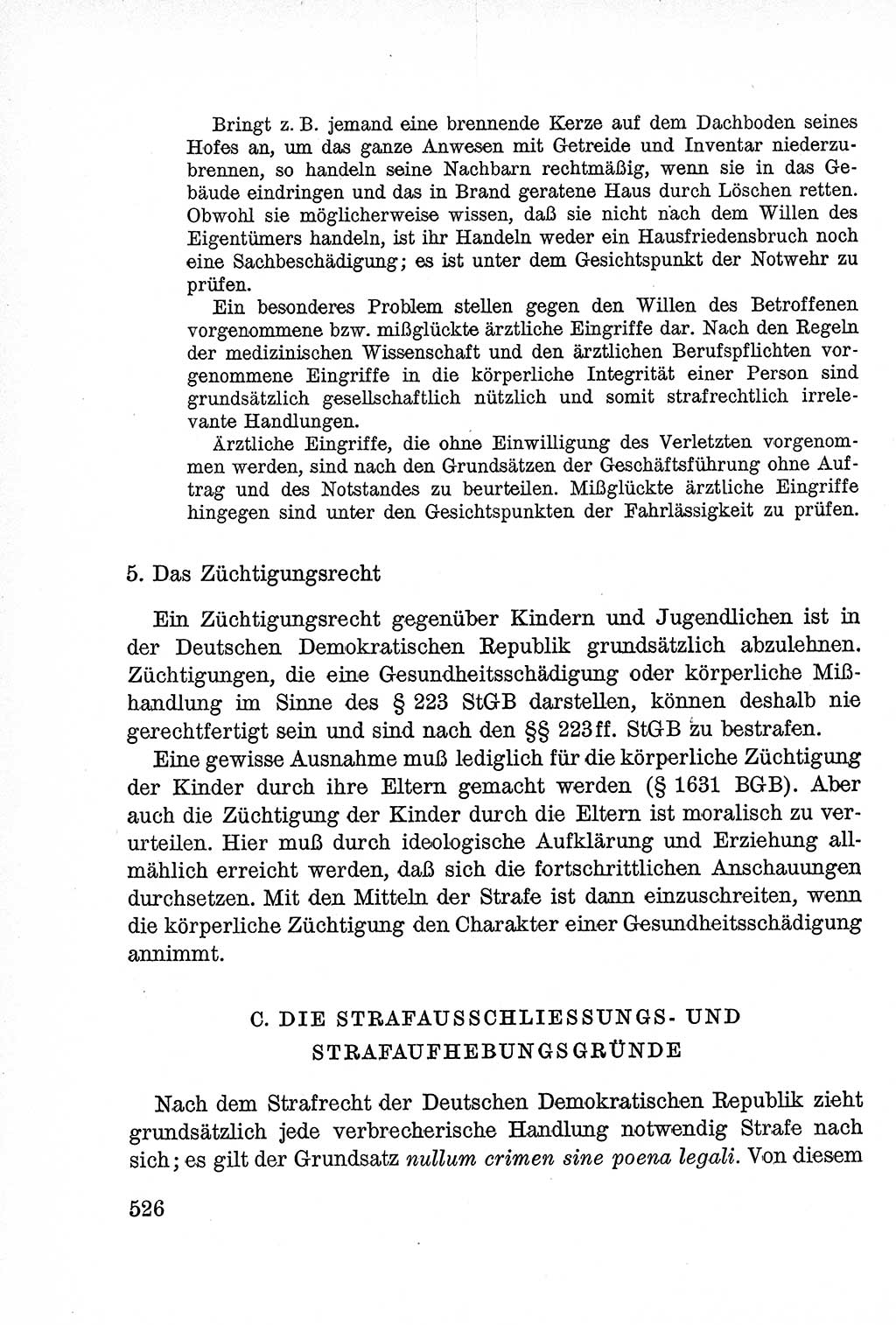 Lehrbuch des Strafrechts der Deutschen Demokratischen Republik (DDR), Allgemeiner Teil 1957, Seite 526 (Lb. Strafr. DDR AT 1957, S. 526)