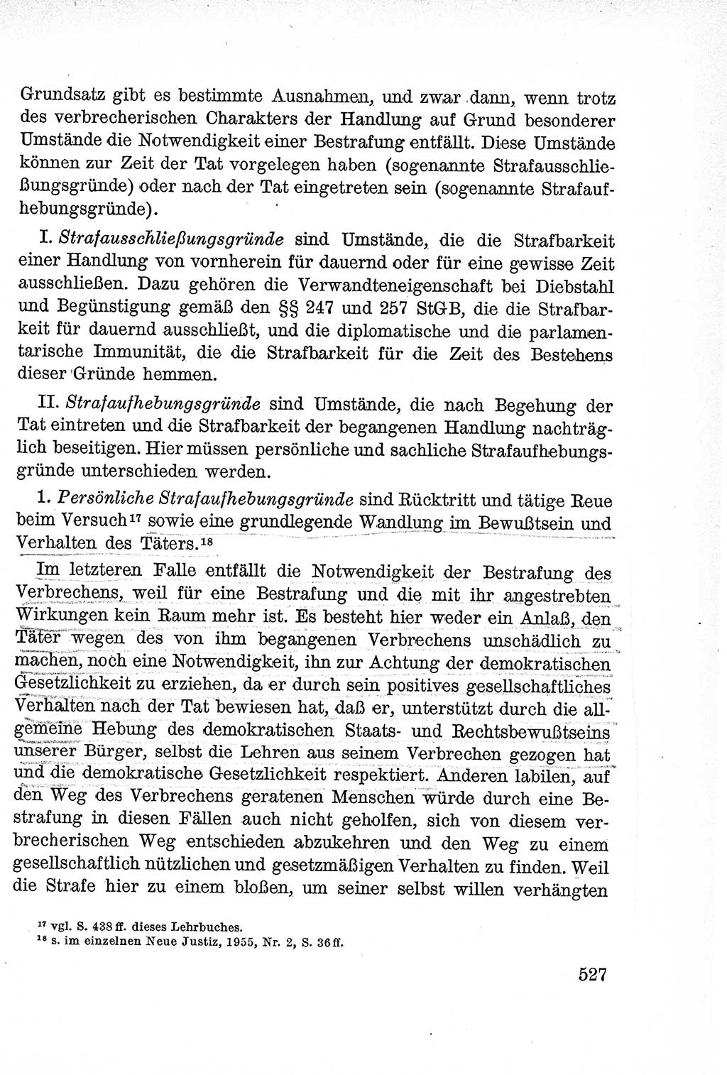 Lehrbuch des Strafrechts der Deutschen Demokratischen Republik (DDR), Allgemeiner Teil 1957, Seite 527 (Lb. Strafr. DDR AT 1957, S. 527)