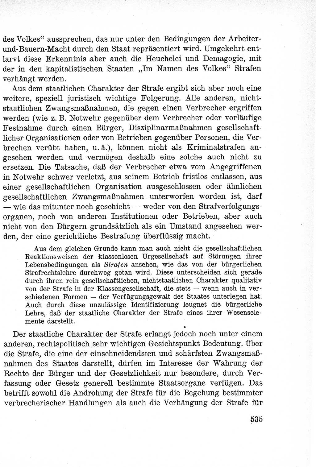 Lehrbuch des Strafrechts der Deutschen Demokratischen Republik (DDR), Allgemeiner Teil 1957, Seite 535 (Lb. Strafr. DDR AT 1957, S. 535)