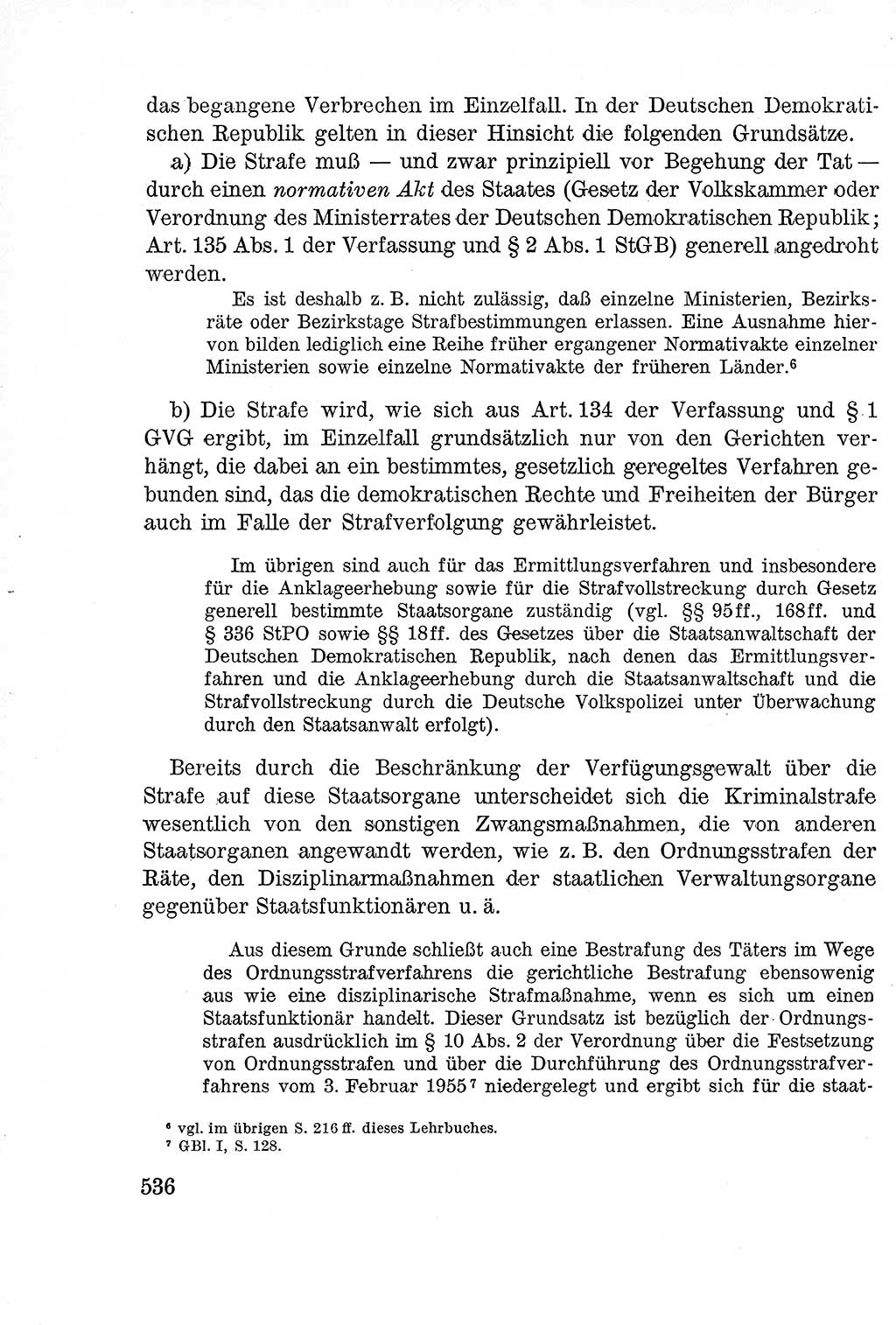 Lehrbuch des Strafrechts der Deutschen Demokratischen Republik (DDR), Allgemeiner Teil 1957, Seite 536 (Lb. Strafr. DDR AT 1957, S. 536)