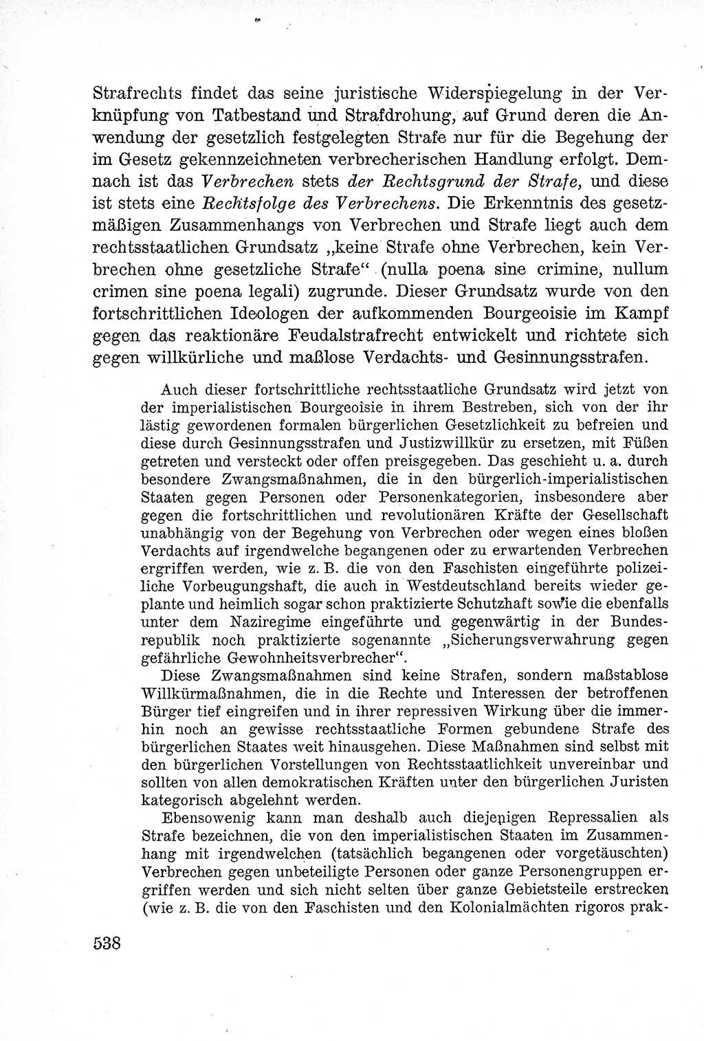 Lehrbuch des Strafrechts der Deutschen Demokratischen Republik (DDR), Allgemeiner Teil 1957, Seite 538 (Lb. Strafr. DDR AT 1957, S. 538)