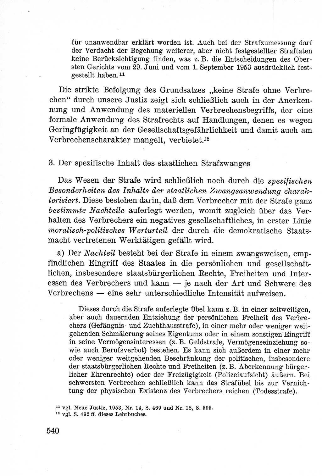 Lehrbuch des Strafrechts der Deutschen Demokratischen Republik (DDR), Allgemeiner Teil 1957, Seite 540 (Lb. Strafr. DDR AT 1957, S. 540)