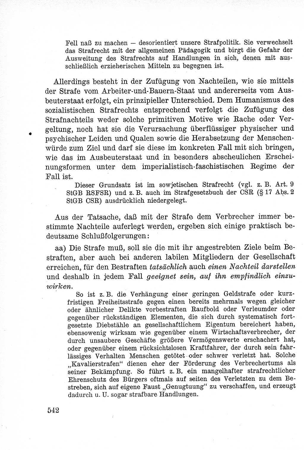 Lehrbuch des Strafrechts der Deutschen Demokratischen Republik (DDR), Allgemeiner Teil 1957, Seite 542 (Lb. Strafr. DDR AT 1957, S. 542)