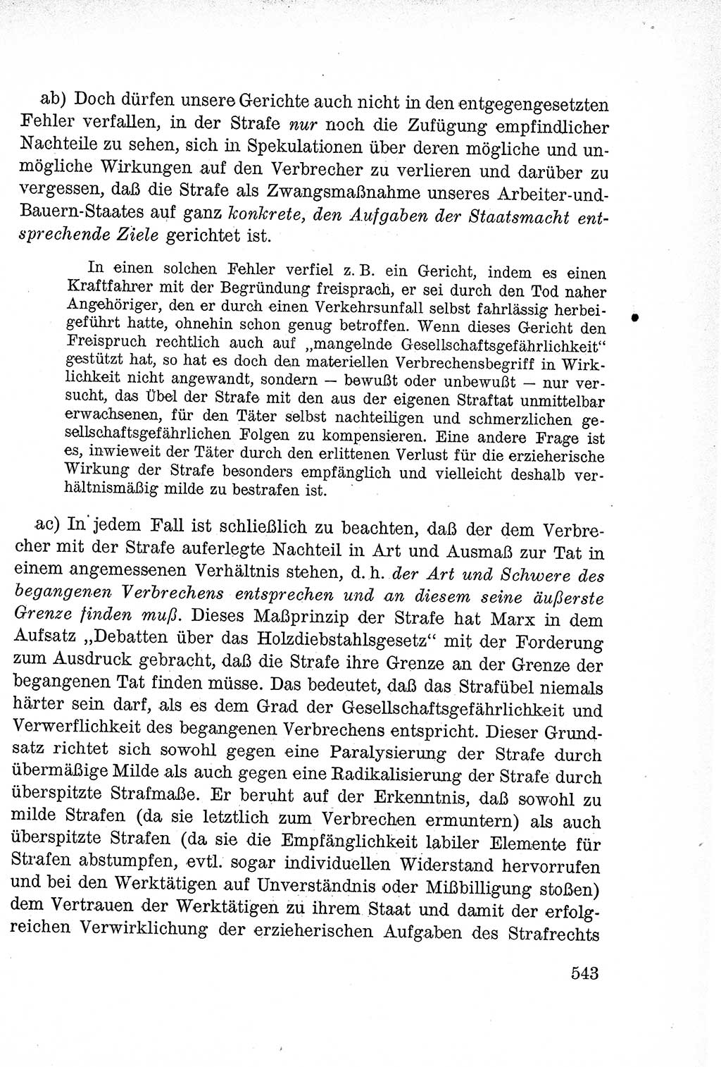 Lehrbuch des Strafrechts der Deutschen Demokratischen Republik (DDR), Allgemeiner Teil 1957, Seite 543 (Lb. Strafr. DDR AT 1957, S. 543)