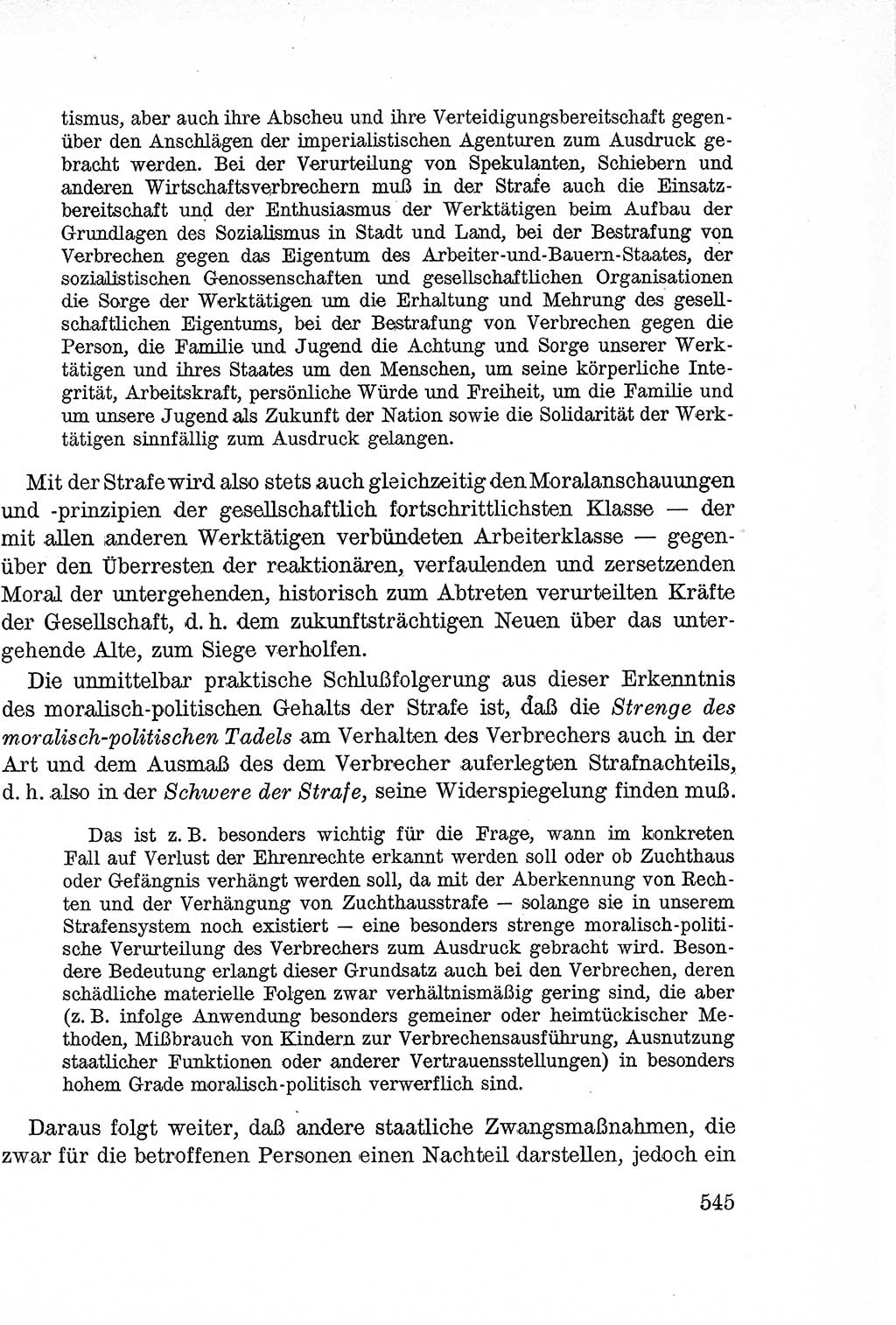 Lehrbuch des Strafrechts der Deutschen Demokratischen Republik (DDR), Allgemeiner Teil 1957, Seite 545 (Lb. Strafr. DDR AT 1957, S. 545)