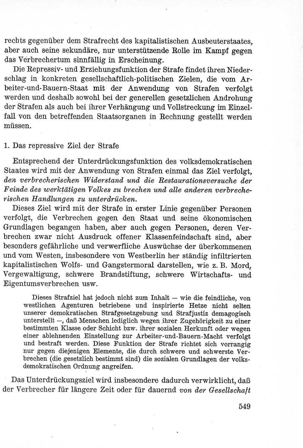 Lehrbuch des Strafrechts der Deutschen Demokratischen Republik (DDR), Allgemeiner Teil 1957, Seite 549 (Lb. Strafr. DDR AT 1957, S. 549)