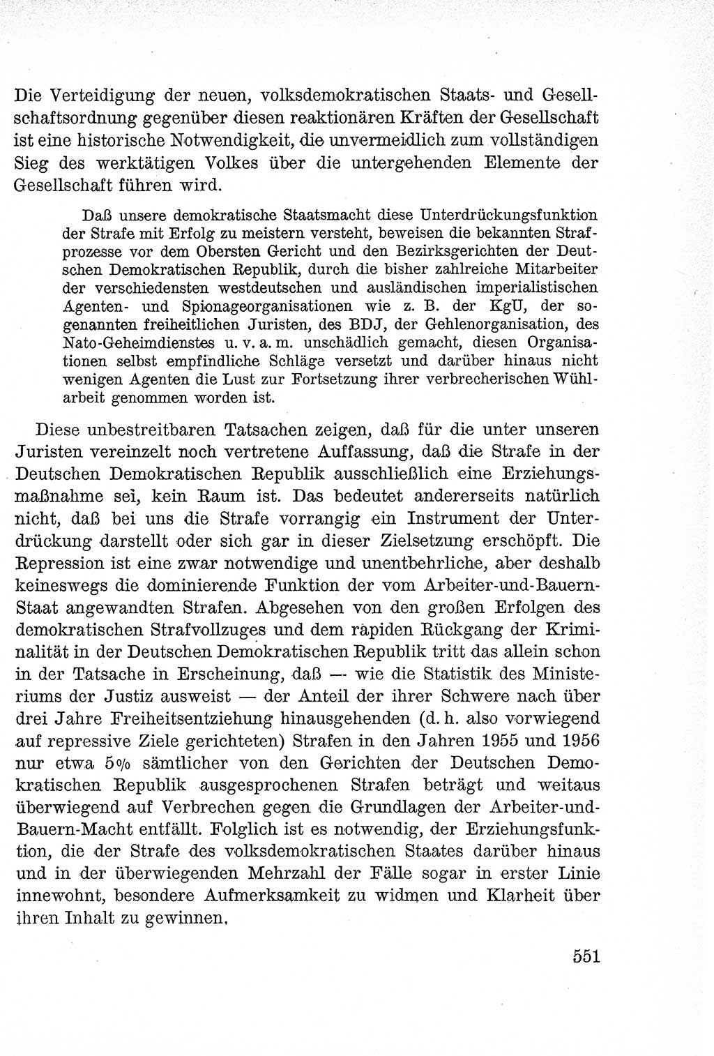 Lehrbuch des Strafrechts der Deutschen Demokratischen Republik (DDR), Allgemeiner Teil 1957, Seite 551 (Lb. Strafr. DDR AT 1957, S. 551)
