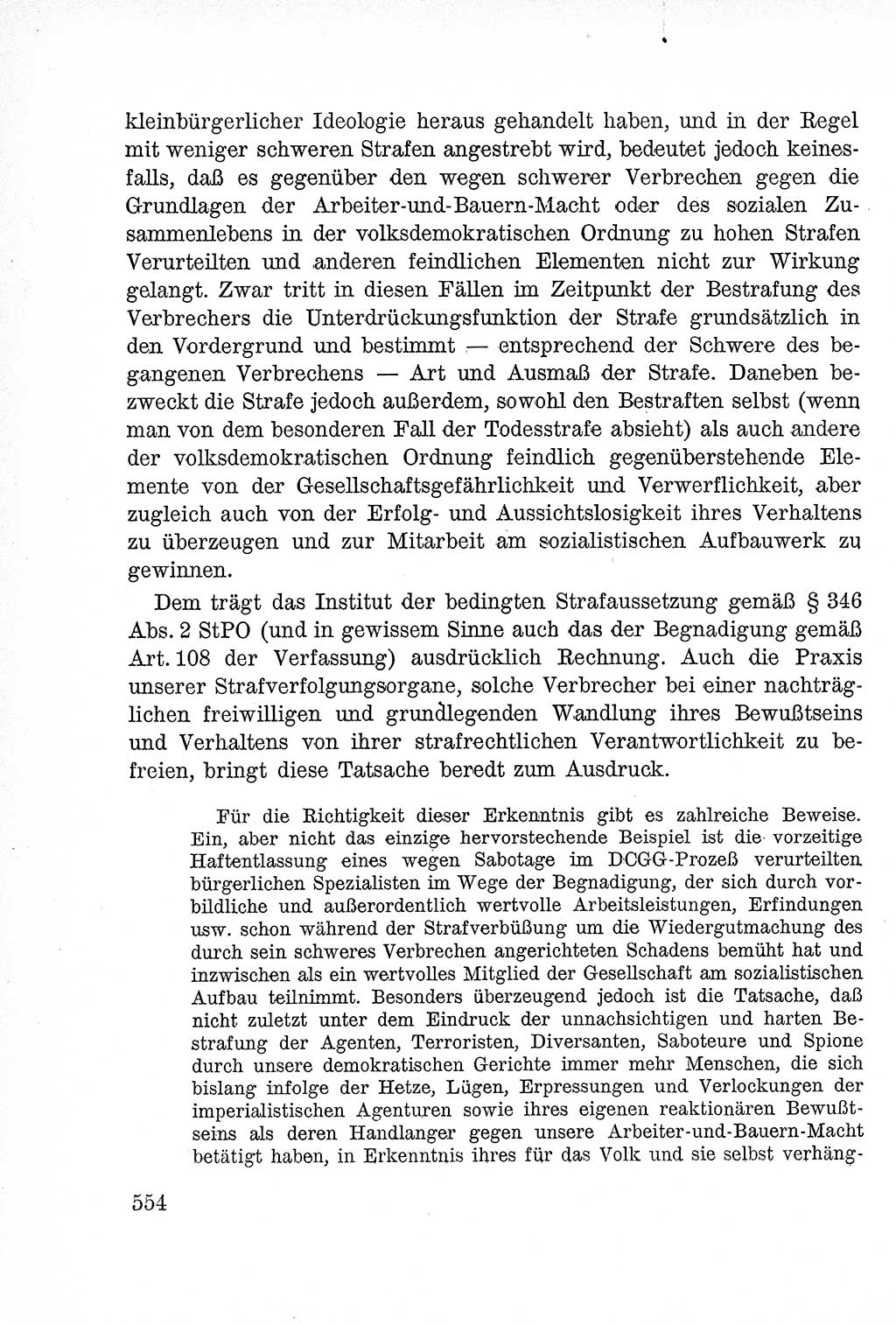 Lehrbuch des Strafrechts der Deutschen Demokratischen Republik (DDR), Allgemeiner Teil 1957, Seite 554 (Lb. Strafr. DDR AT 1957, S. 554)