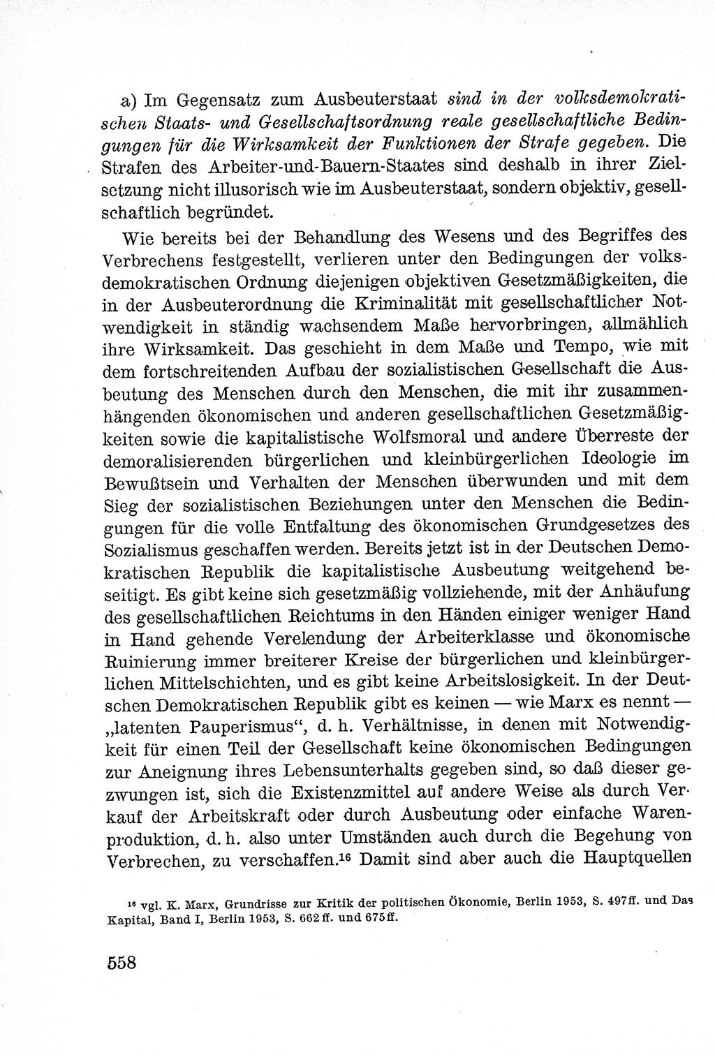 Lehrbuch des Strafrechts der Deutschen Demokratischen Republik (DDR), Allgemeiner Teil 1957, Seite 558 (Lb. Strafr. DDR AT 1957, S. 558)