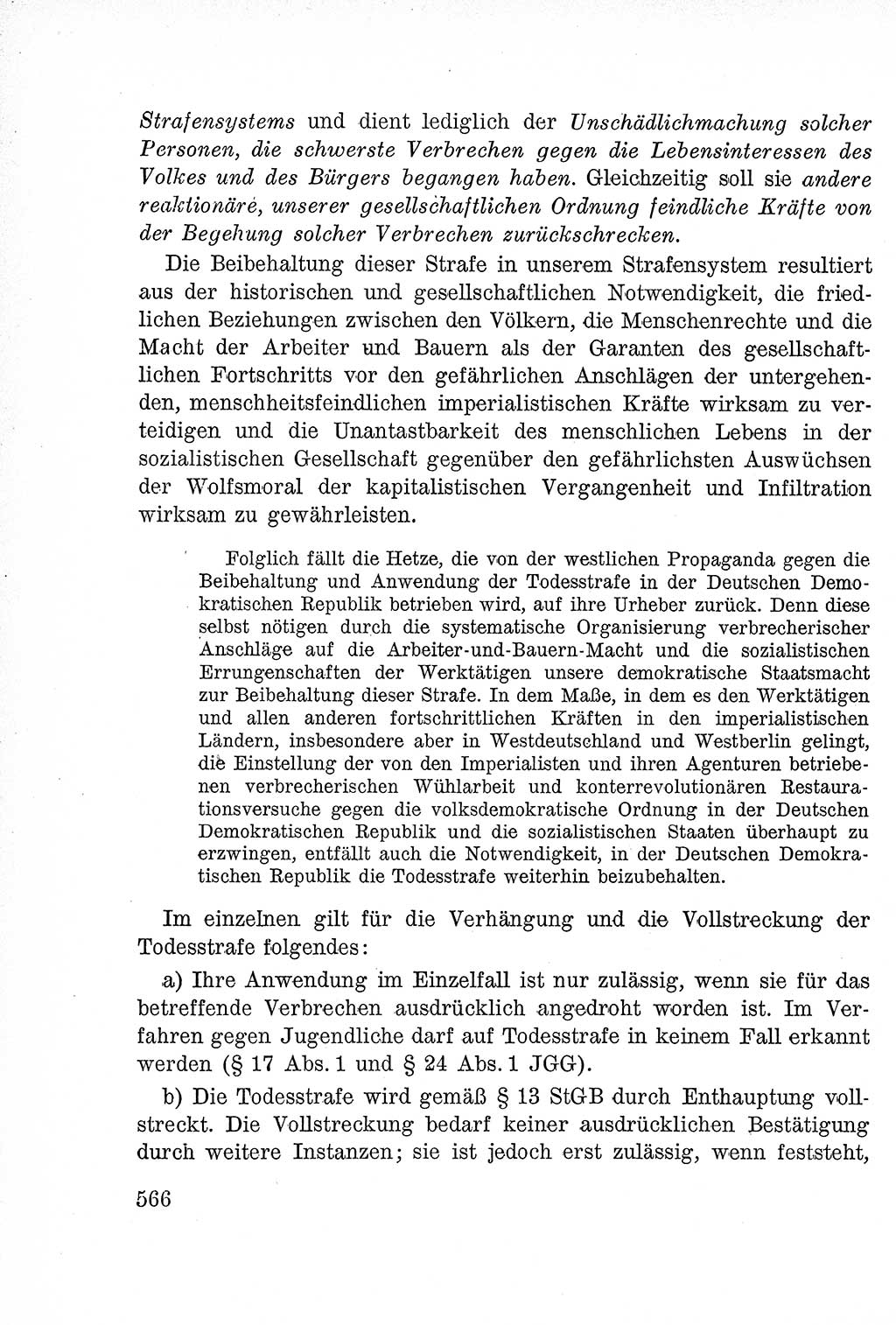 Lehrbuch des Strafrechts der Deutschen Demokratischen Republik (DDR), Allgemeiner Teil 1957, Seite 566 (Lb. Strafr. DDR AT 1957, S. 566)