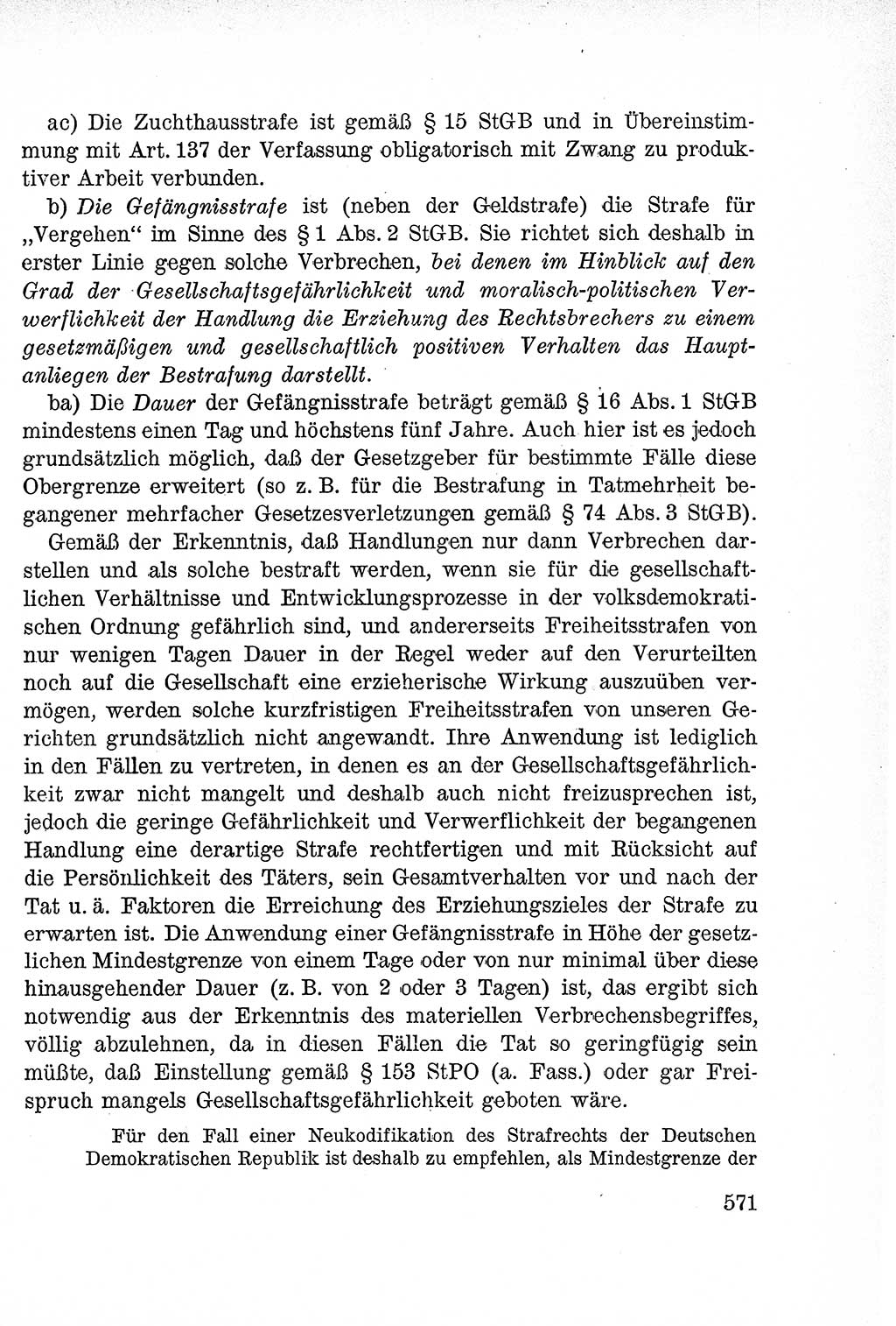 Lehrbuch des Strafrechts der Deutschen Demokratischen Republik (DDR), Allgemeiner Teil 1957, Seite 571 (Lb. Strafr. DDR AT 1957, S. 571)