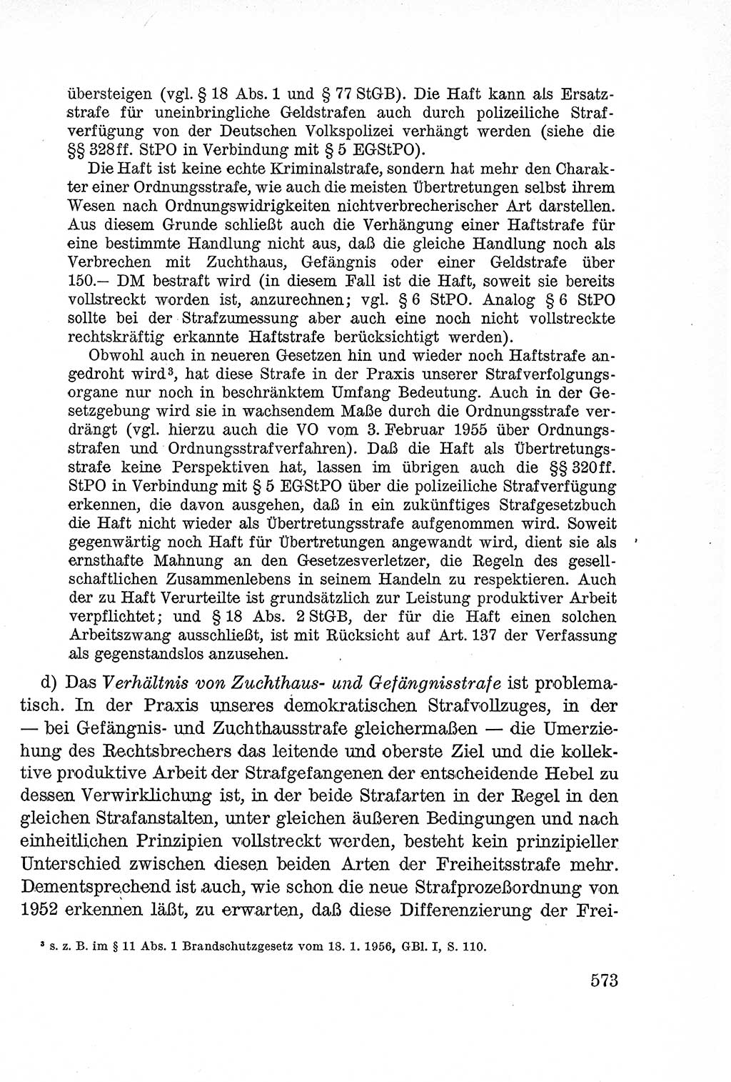 Lehrbuch des Strafrechts der Deutschen Demokratischen Republik (DDR), Allgemeiner Teil 1957, Seite 573 (Lb. Strafr. DDR AT 1957, S. 573)