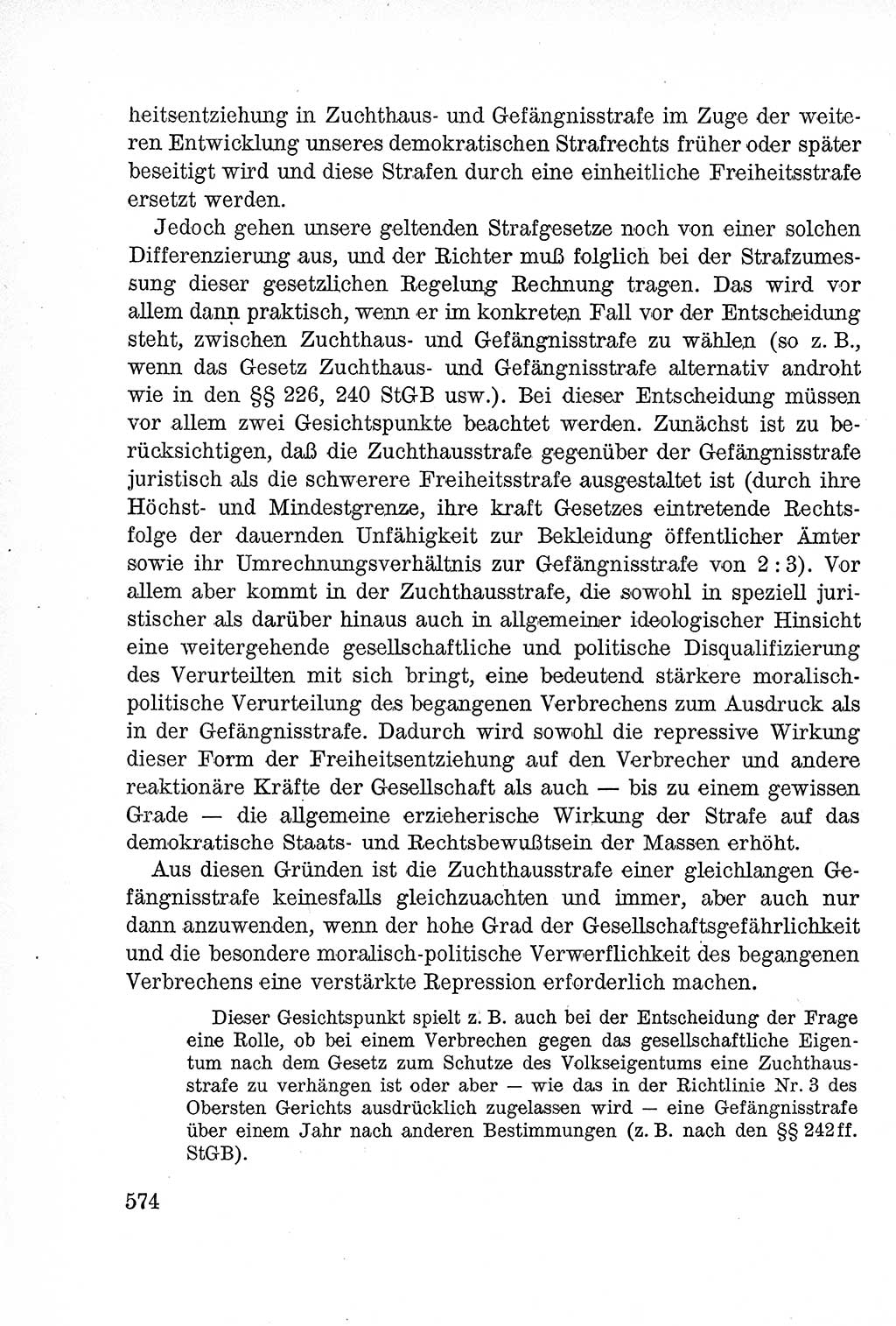 Lehrbuch des Strafrechts der Deutschen Demokratischen Republik (DDR), Allgemeiner Teil 1957, Seite 574 (Lb. Strafr. DDR AT 1957, S. 574)