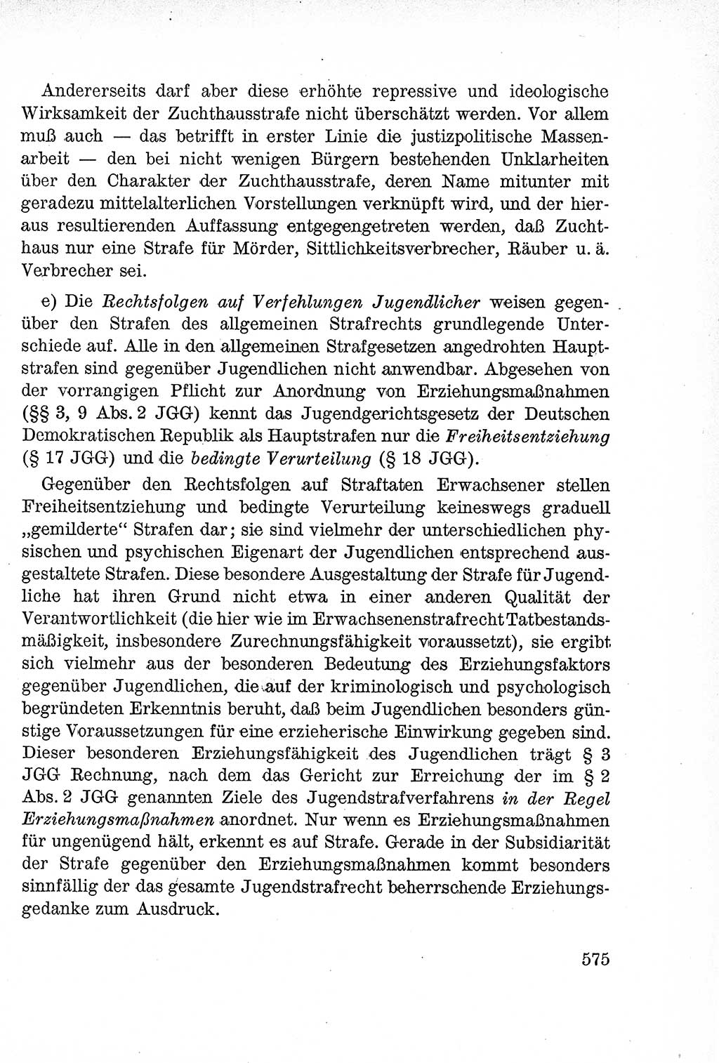 Lehrbuch des Strafrechts der Deutschen Demokratischen Republik (DDR), Allgemeiner Teil 1957, Seite 575 (Lb. Strafr. DDR AT 1957, S. 575)