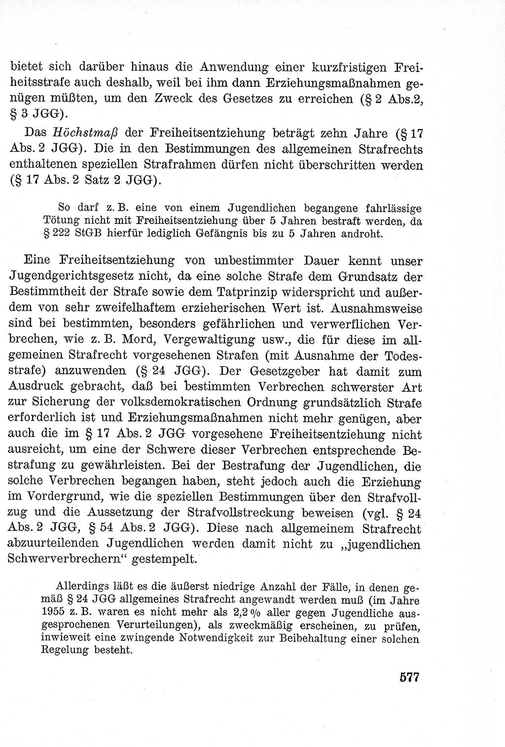 Lehrbuch des Strafrechts der Deutschen Demokratischen Republik (DDR), Allgemeiner Teil 1957, Seite 577 (Lb. Strafr. DDR AT 1957, S. 577)