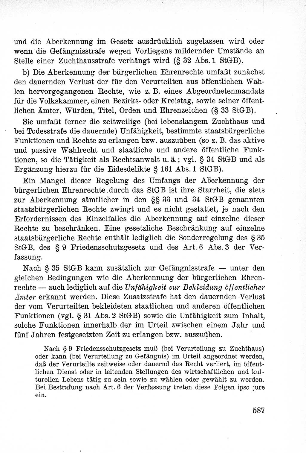 Lehrbuch des Strafrechts der Deutschen Demokratischen Republik (DDR), Allgemeiner Teil 1957, Seite 587 (Lb. Strafr. DDR AT 1957, S. 587)