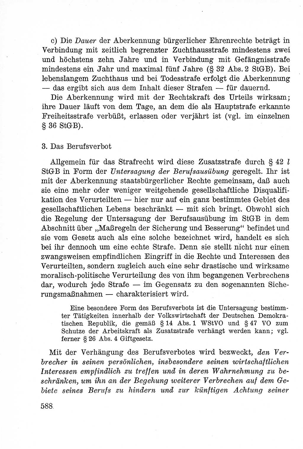Lehrbuch des Strafrechts der Deutschen Demokratischen Republik (DDR), Allgemeiner Teil 1957, Seite 588 (Lb. Strafr. DDR AT 1957, S. 588)