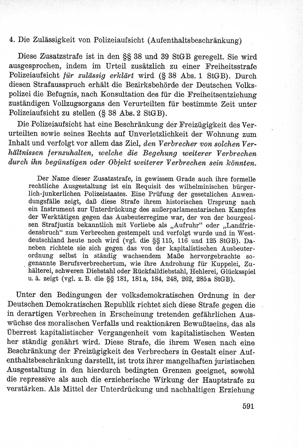 Lehrbuch des Strafrechts der Deutschen Demokratischen Republik (DDR), Allgemeiner Teil 1957, Seite 591 (Lb. Strafr. DDR AT 1957, S. 591)