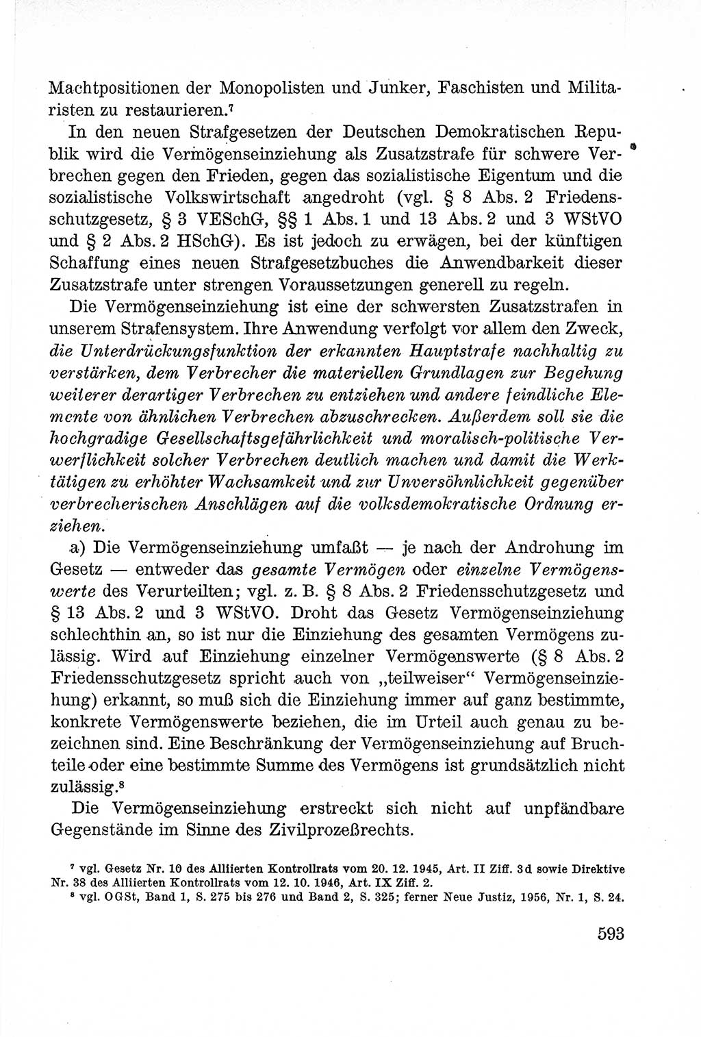 Lehrbuch des Strafrechts der Deutschen Demokratischen Republik (DDR), Allgemeiner Teil 1957, Seite 593 (Lb. Strafr. DDR AT 1957, S. 593)